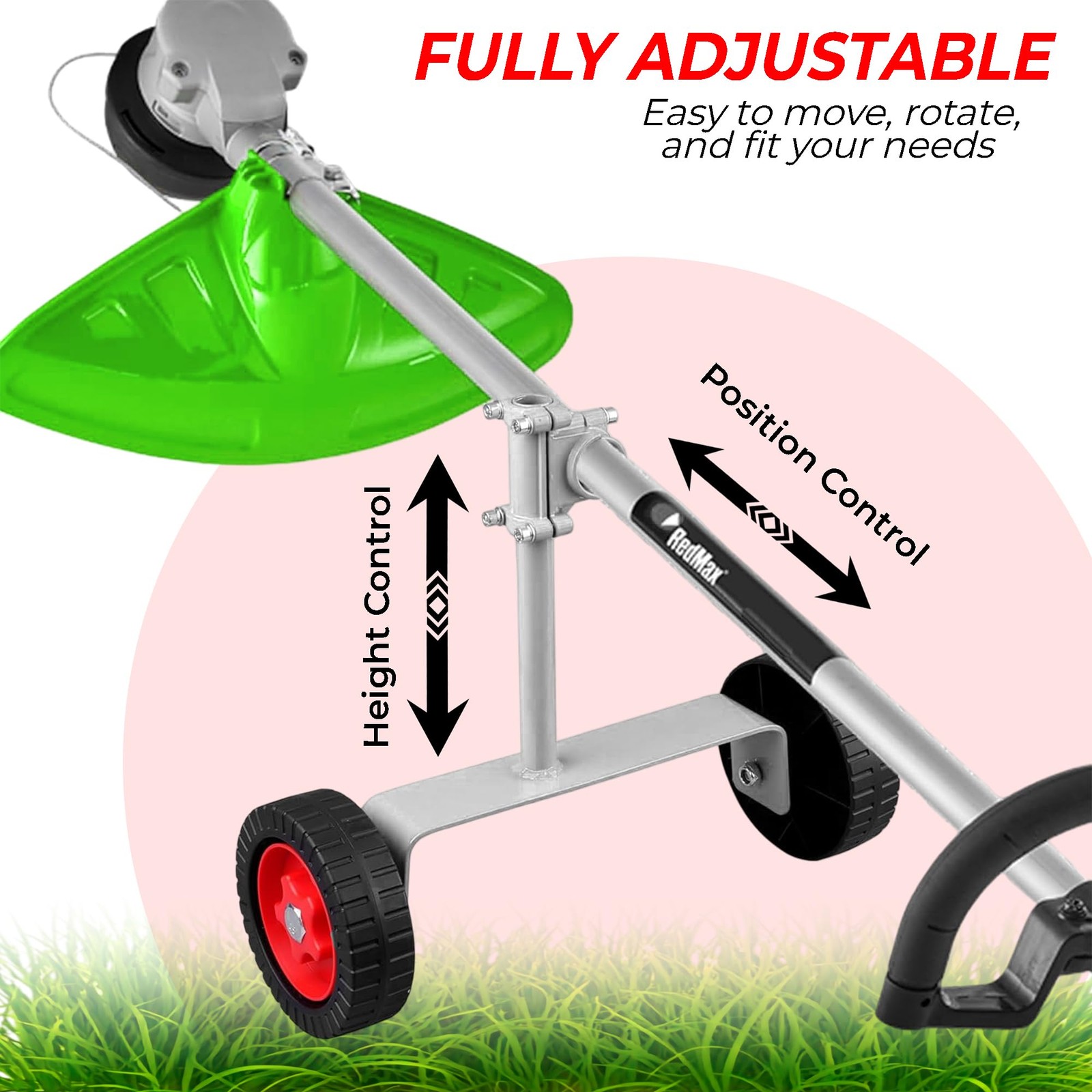 Universal String Trimmer Wheel Attachment – Fits 26mm & 28mm Shafts, Wheels f…