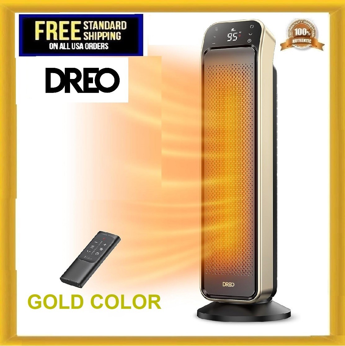 Dreo Space Heater for Indoor Use, 25″ 11.5ft/s Fast Electric Heater with Remote