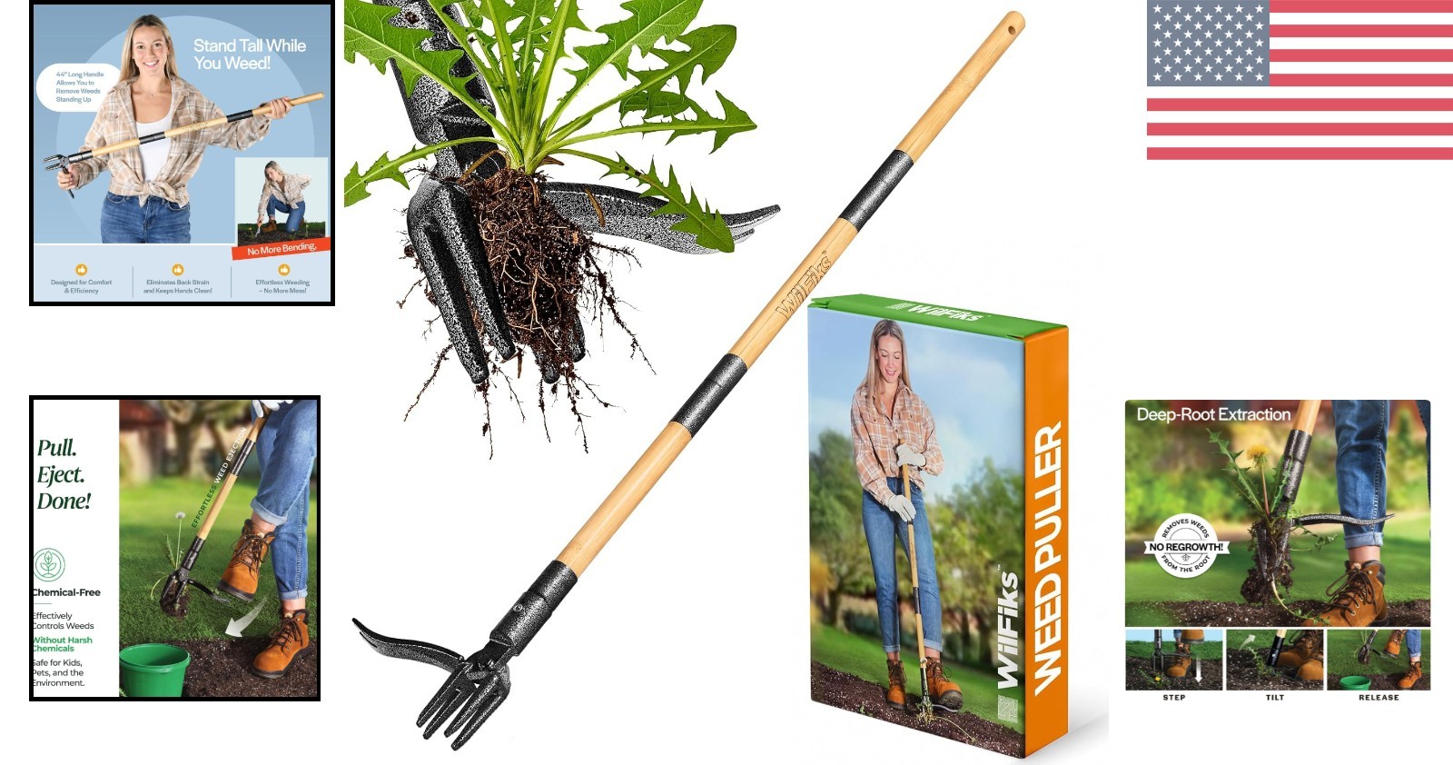 Long Handle Weed Puller with Steel Claws – Ideal for the Elderly Gardener