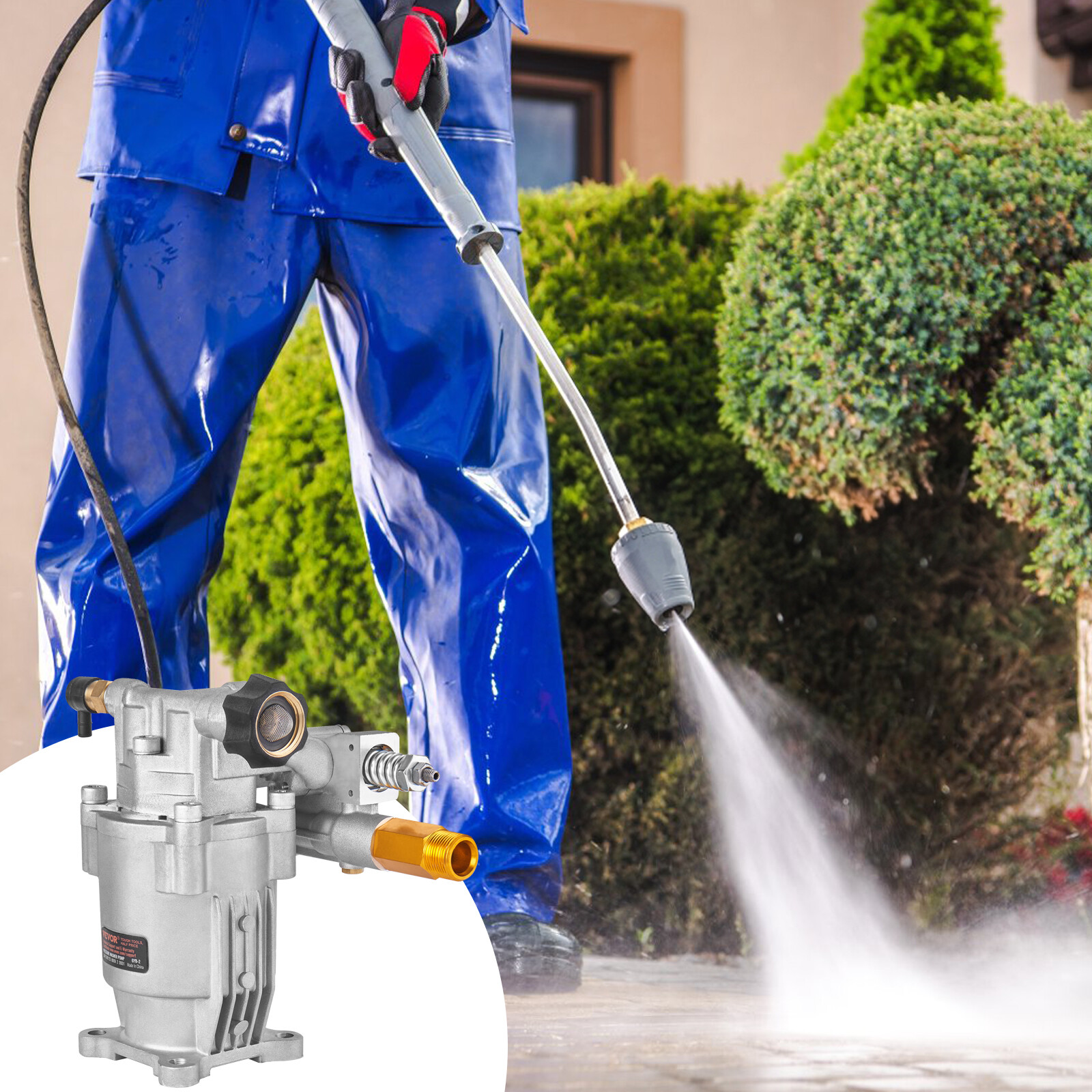 VEVOR Pressure Washer Pump Power Washer Pump 3/4″ Horizontal 3400 PSI 2.5 GPM