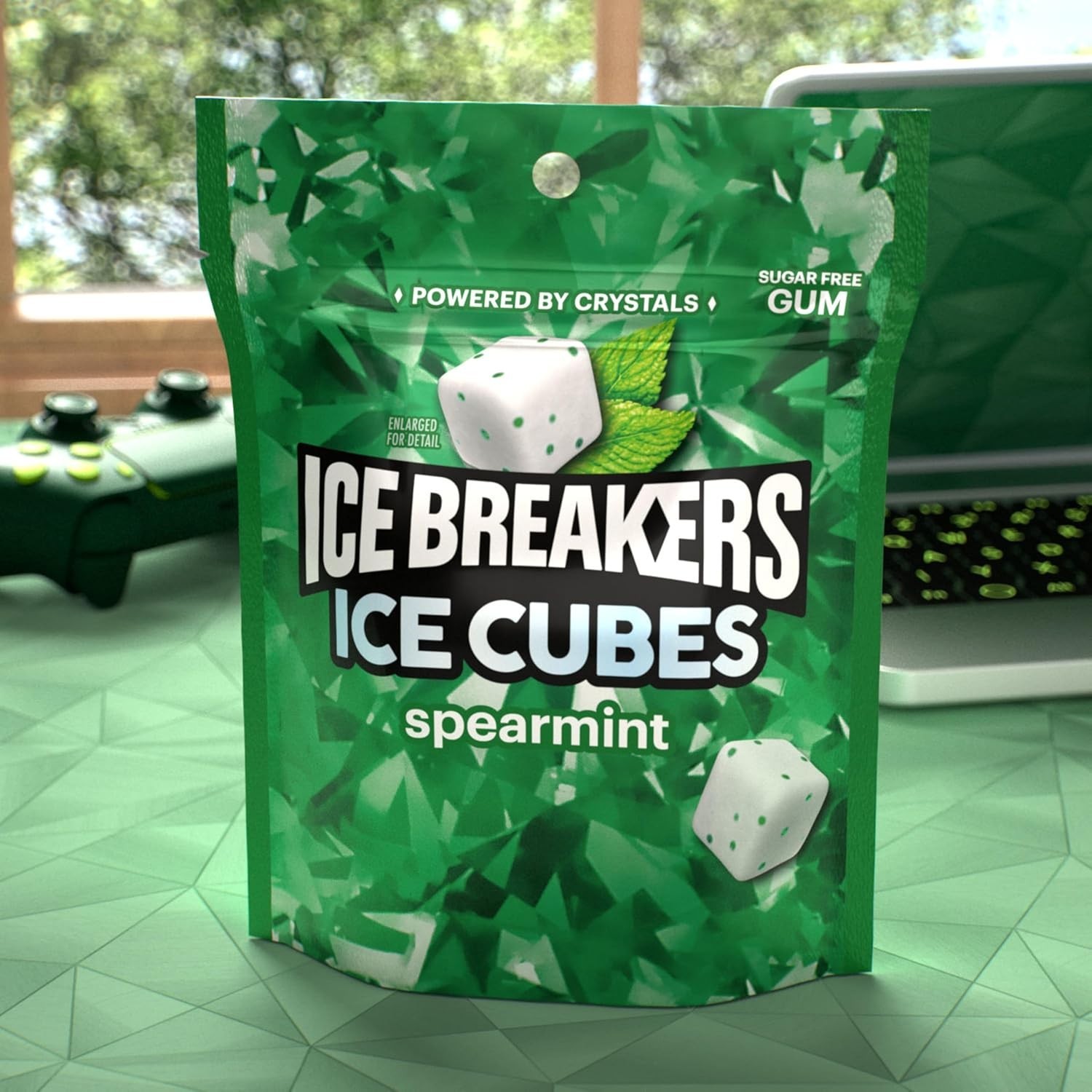 8.11 oz ICE CUBES Spearmint Sugar Free Gum Pouch – 100 Pieces for Fresh Breath