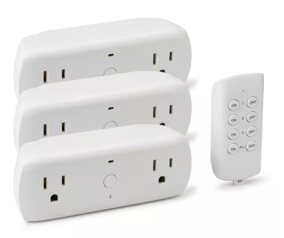 Commercial Electric Wireless Indoor Remote Control AC/DC Adapter, White(3-Pack)