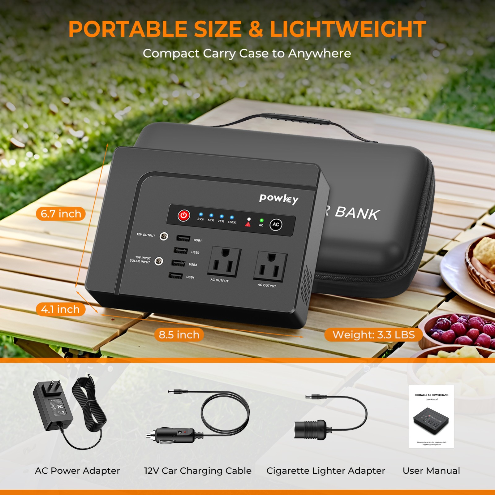 Portable Power Station Battery Charger AC DC 146Wh 100W Small Solar Generator