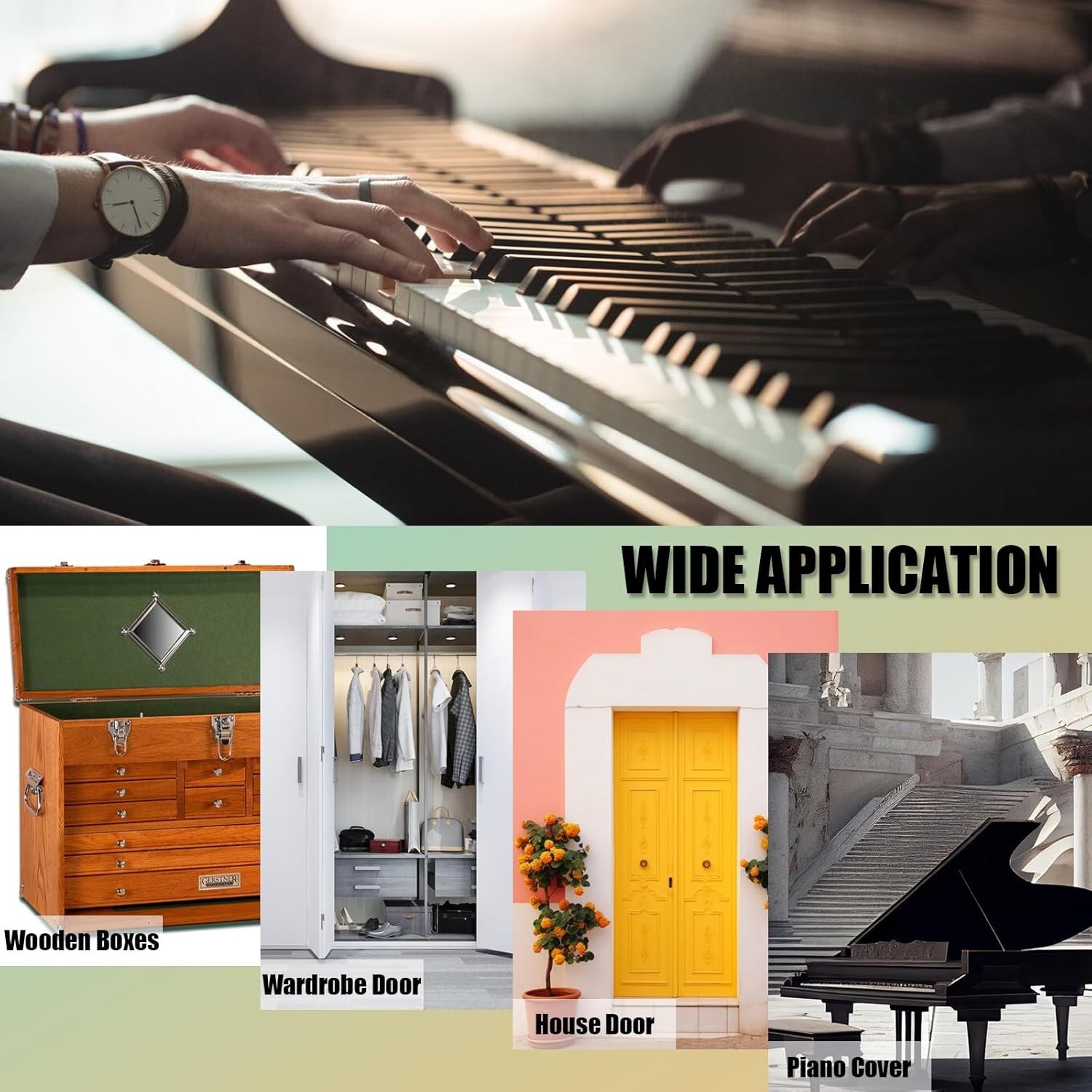 Durable 6-Inch Black Piano Hinge Set – 6PCS Stainless Steel 304 for Furniture