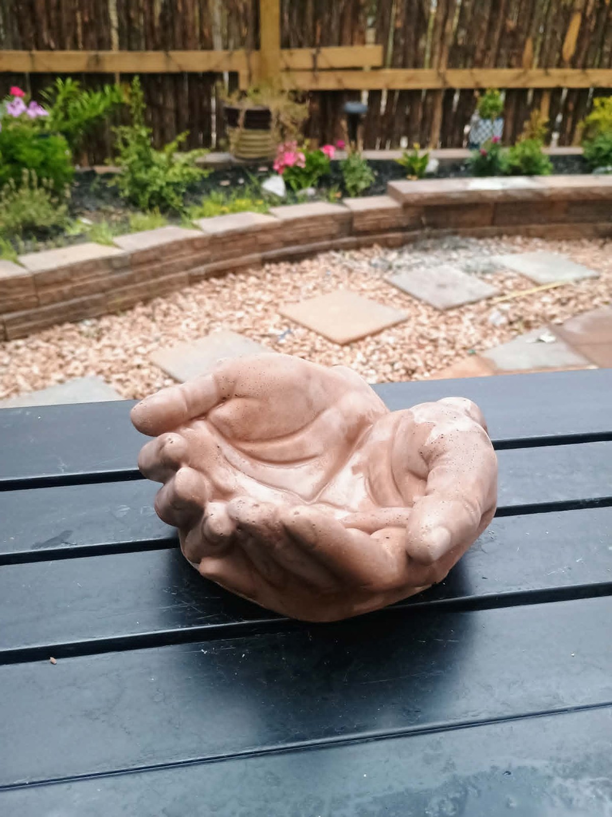 Handmade concrete planter pot – hands 6.1in x 5.9in x 2.7