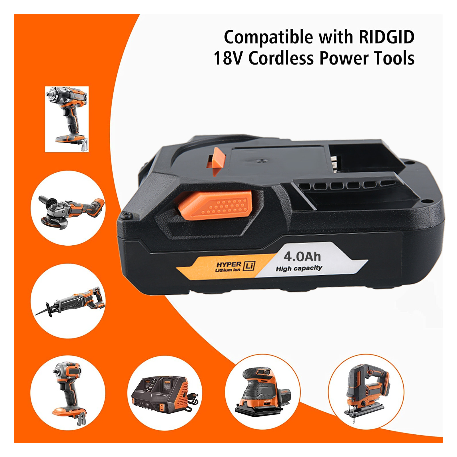 For RIDGID AC840087P R840087 18V 4.0Ah Hyper Li-Ion Battery 18 Volt X4 R840085