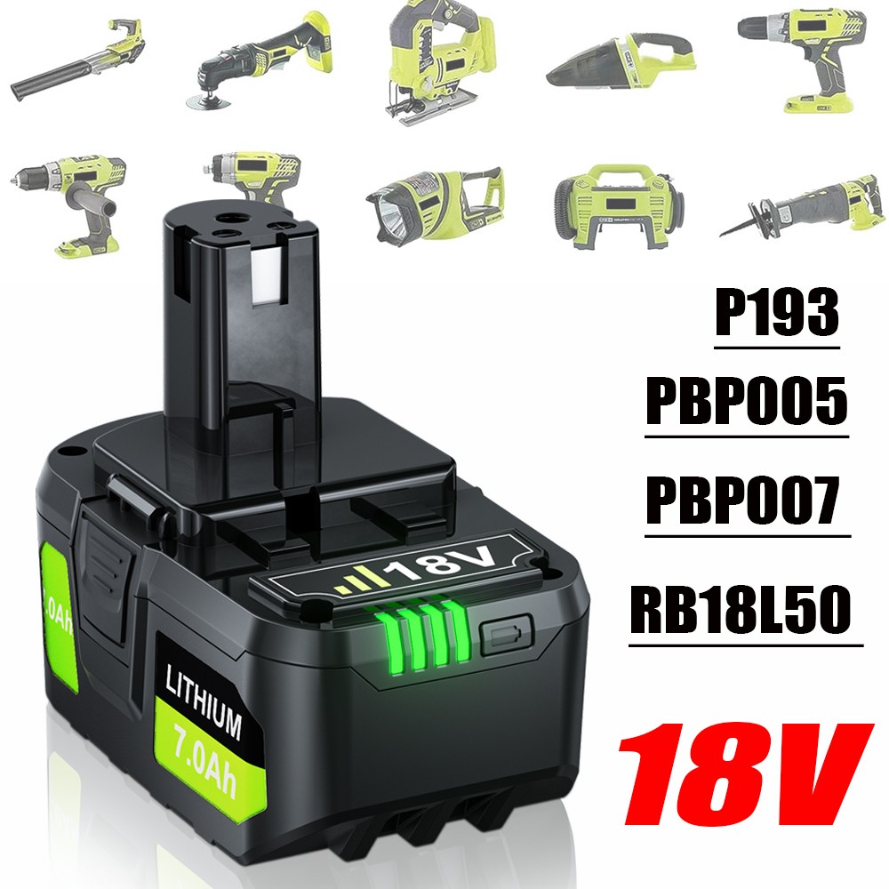 For Ryobi 18V ONE Battery PBP005 P193 PBP007 RB18L50 P108 7.0Ah Lithium Battery