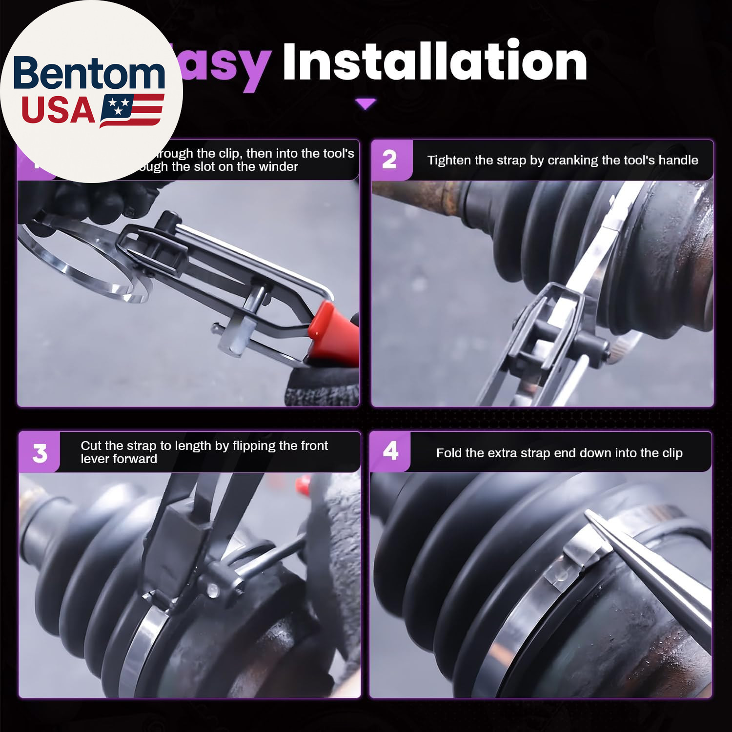 New Upgrade 4PCS Universal CV Axle Boot Repair Kit, Fits 26Mm-34Mm Shafts, 4.92″