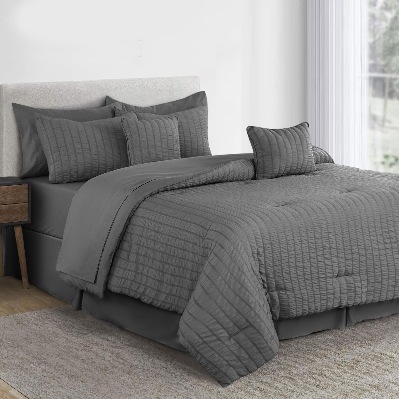 10 Piece Bed in a Bag Comforter Set Breathable Reversible Bedding Set Queen King