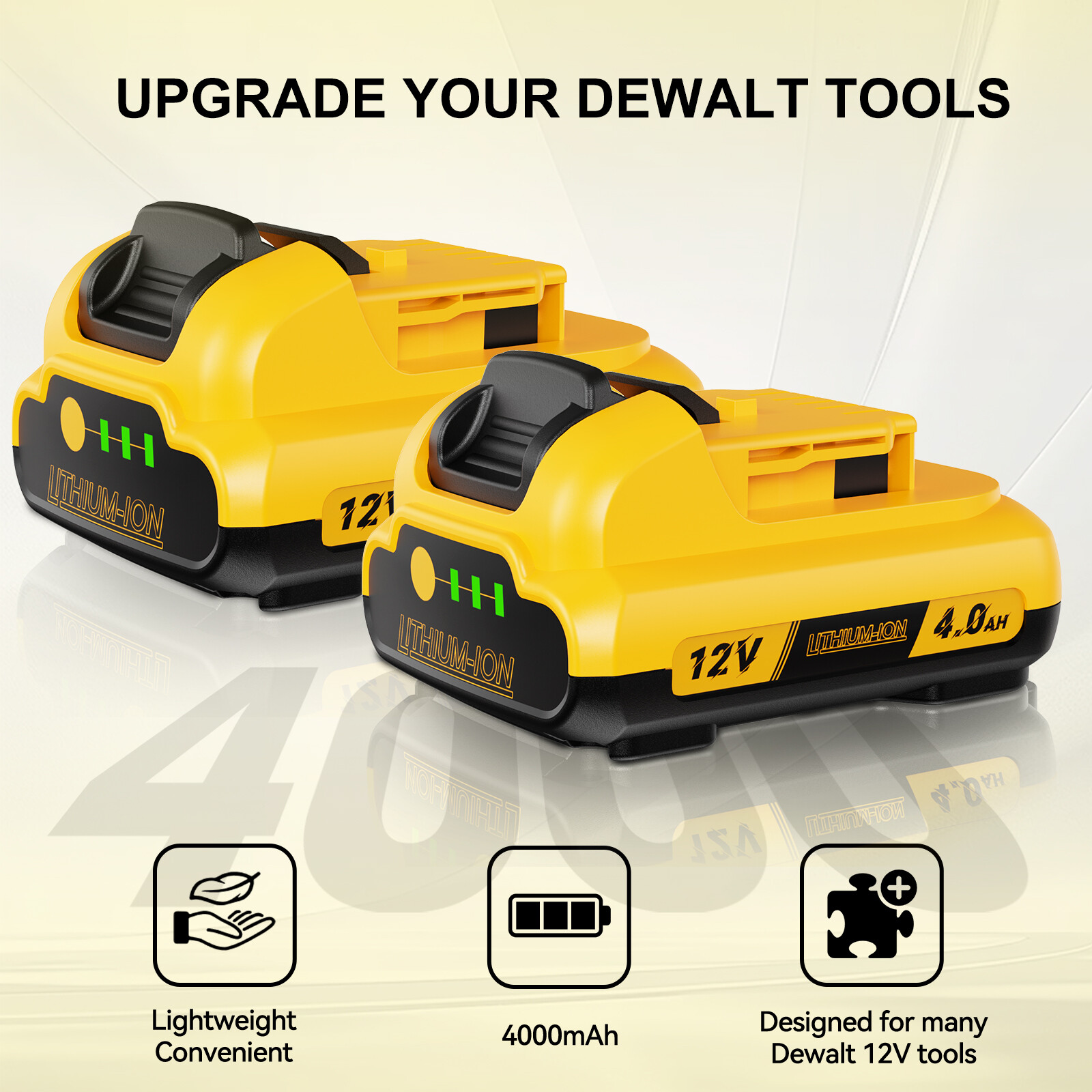2Pack 12V 4.0Ah 12Volt Max Lithium-ion Battery For DeWalt DCB127-2 DCB120 DCB121