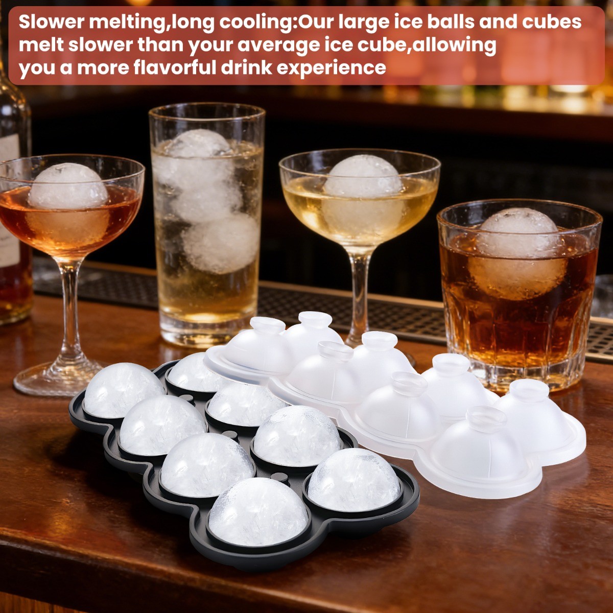 ICE Balls Maker Silicone Round Sphere Trays Molds Ice Cube for Whiskey Cocktails