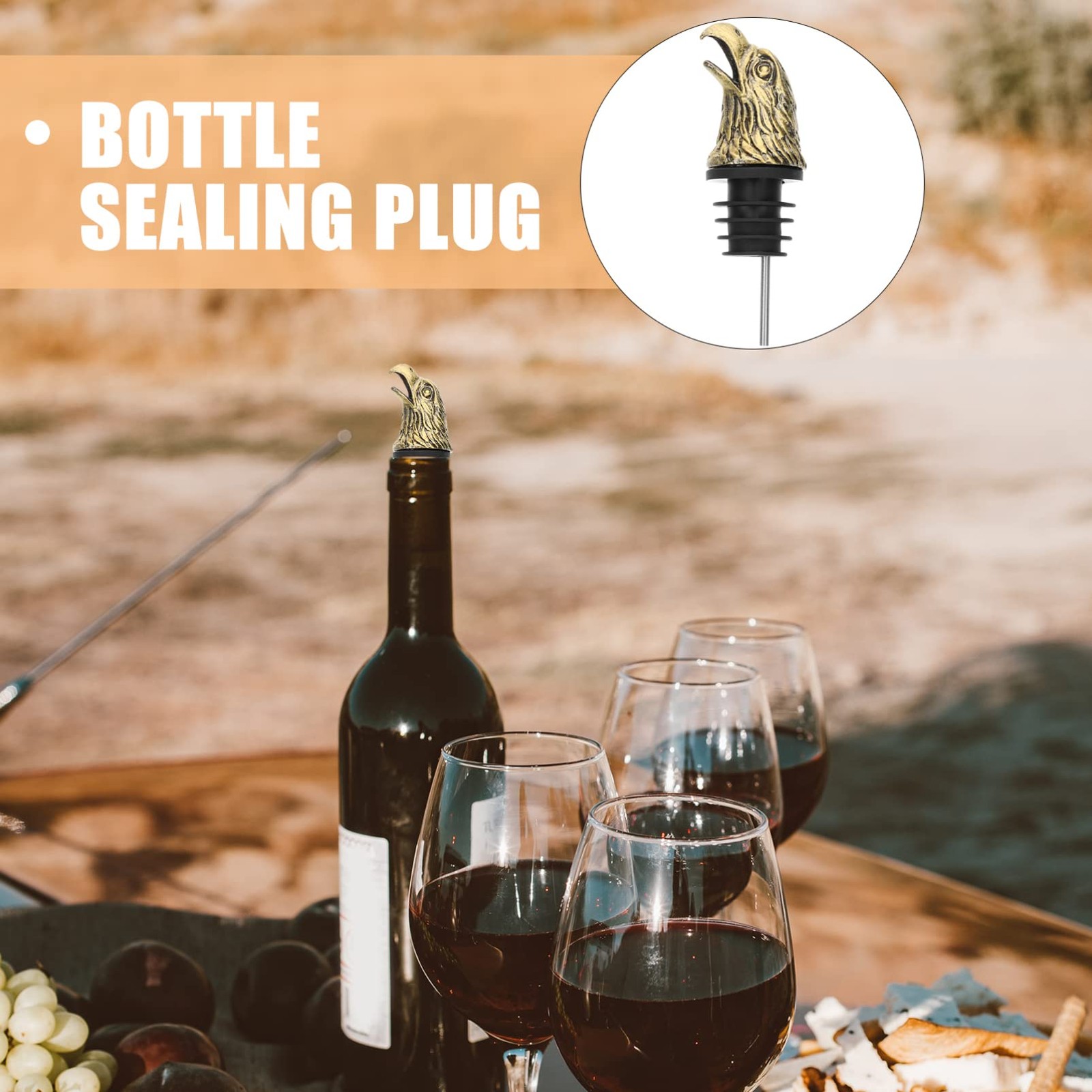 Kichvoe Eagle Head Wine Pourer Reusable Alloy 10.00X3.00X3.00CM, Golden
