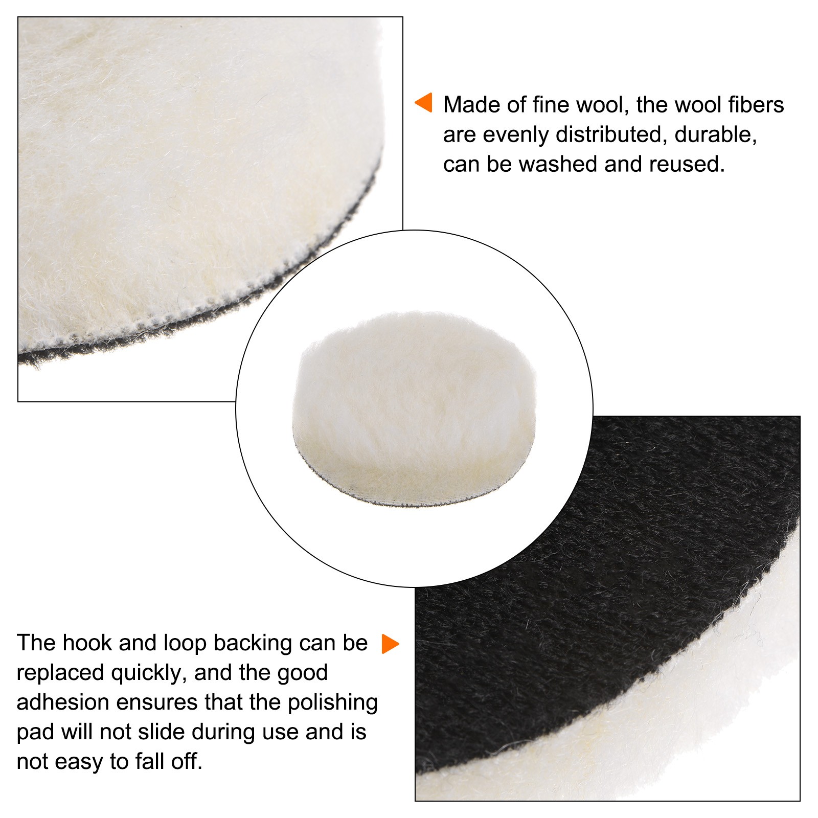 10pcs Wool Buffing Pads 3 Inch Polishing Pad Polishing Buffing Pad Hook Loop