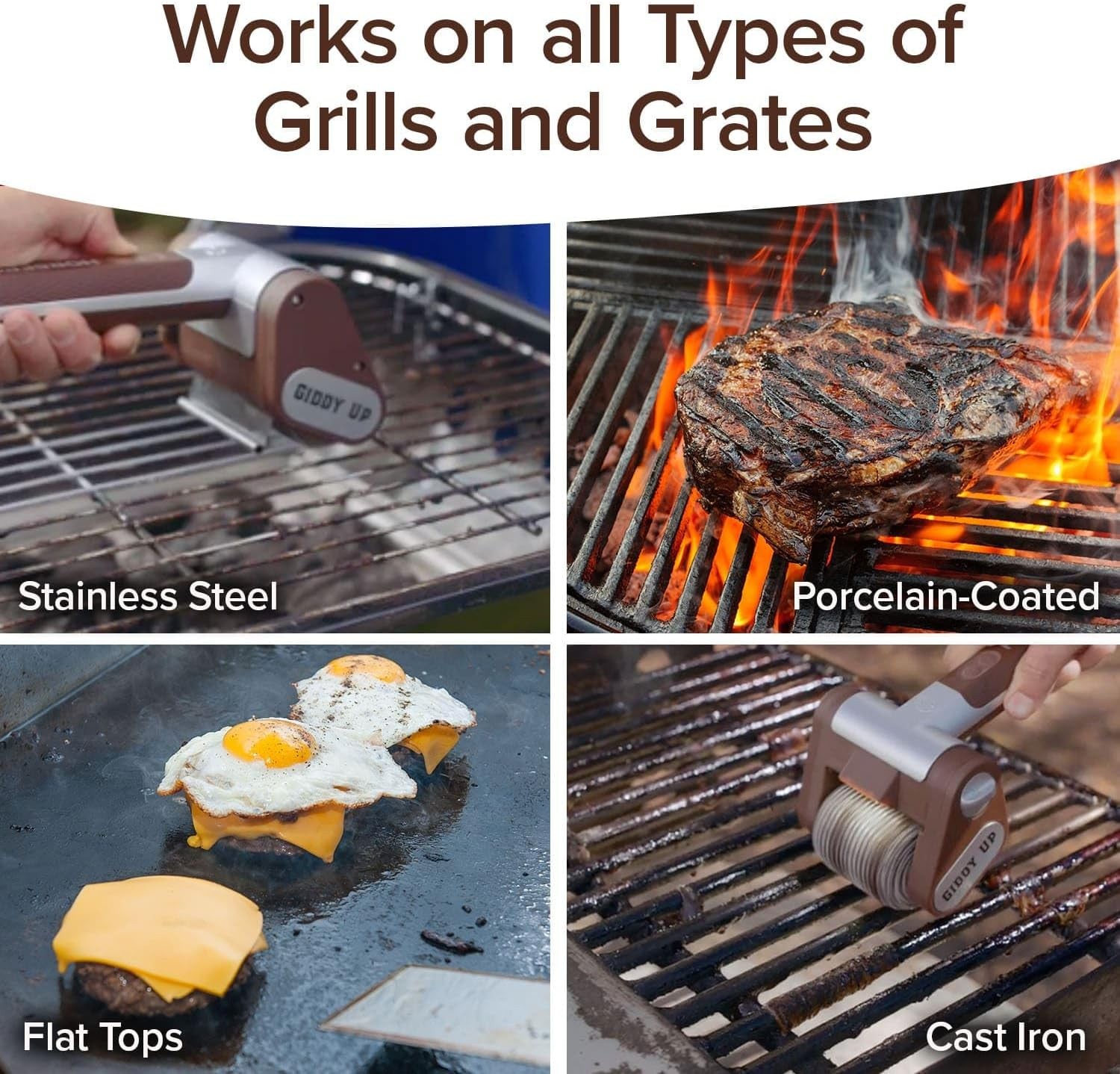 HorsePower Cordless Rechargeable BBQ Grill Cleaner 350 RPM Stainless Roller