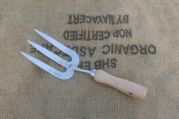 Weeding Fork Hand Garden Tool Stainless Steel Wood Handle Gardening Implement