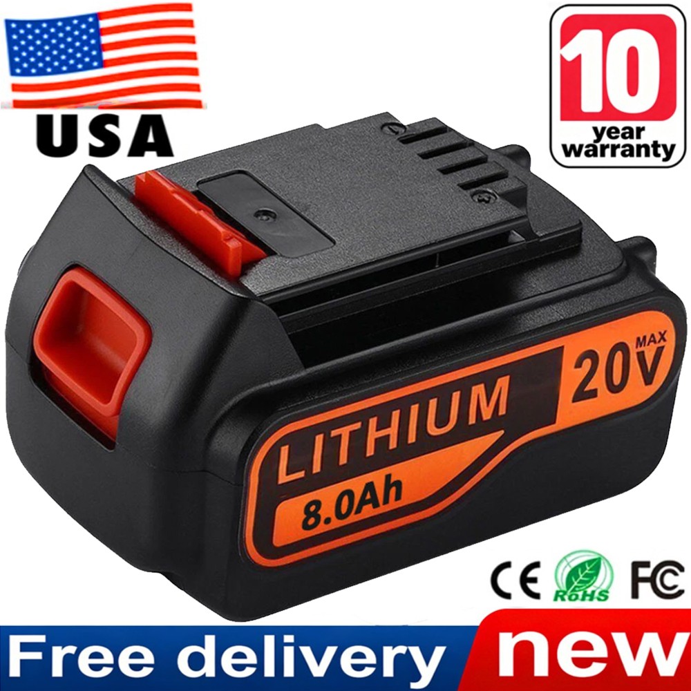 20V Max 8.0Ah Lithium Ion Battery Pack FOR BLACK + DECKER LB2X4020 LBXR20 LBX20