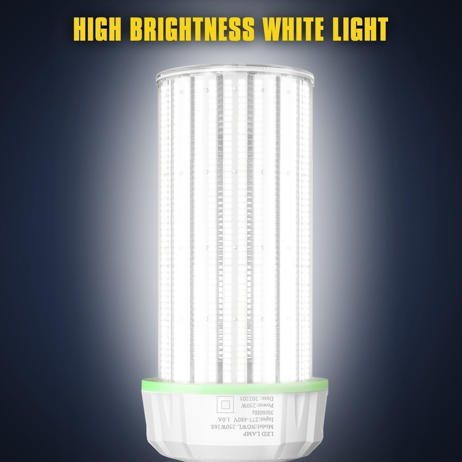 480 Volts 250W LED Corn Light Bulb E39 Base 5000K 36000Lumens Warehouse Lighting