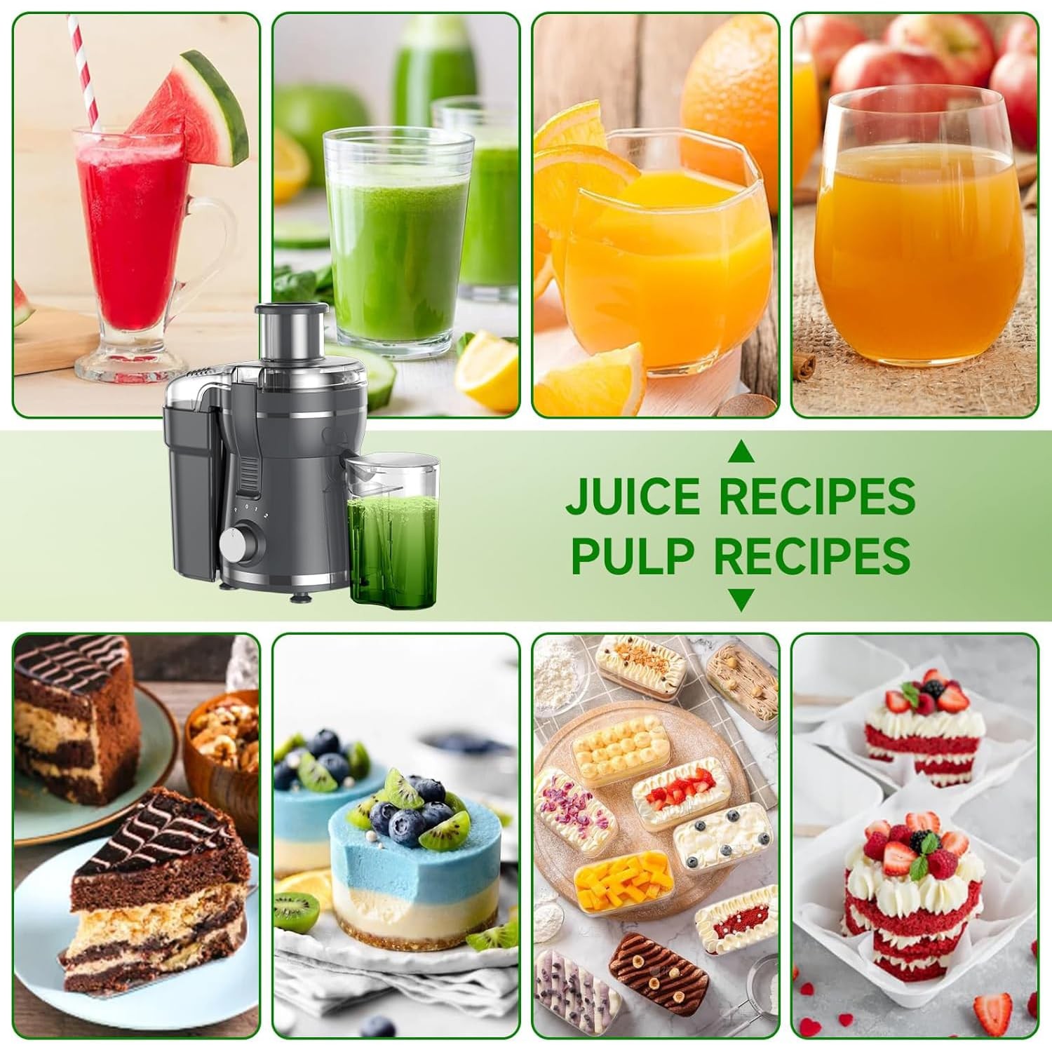 Juicer Machine, 500W Centrifugal Extractor with 3 Speed & Meduim, Grey