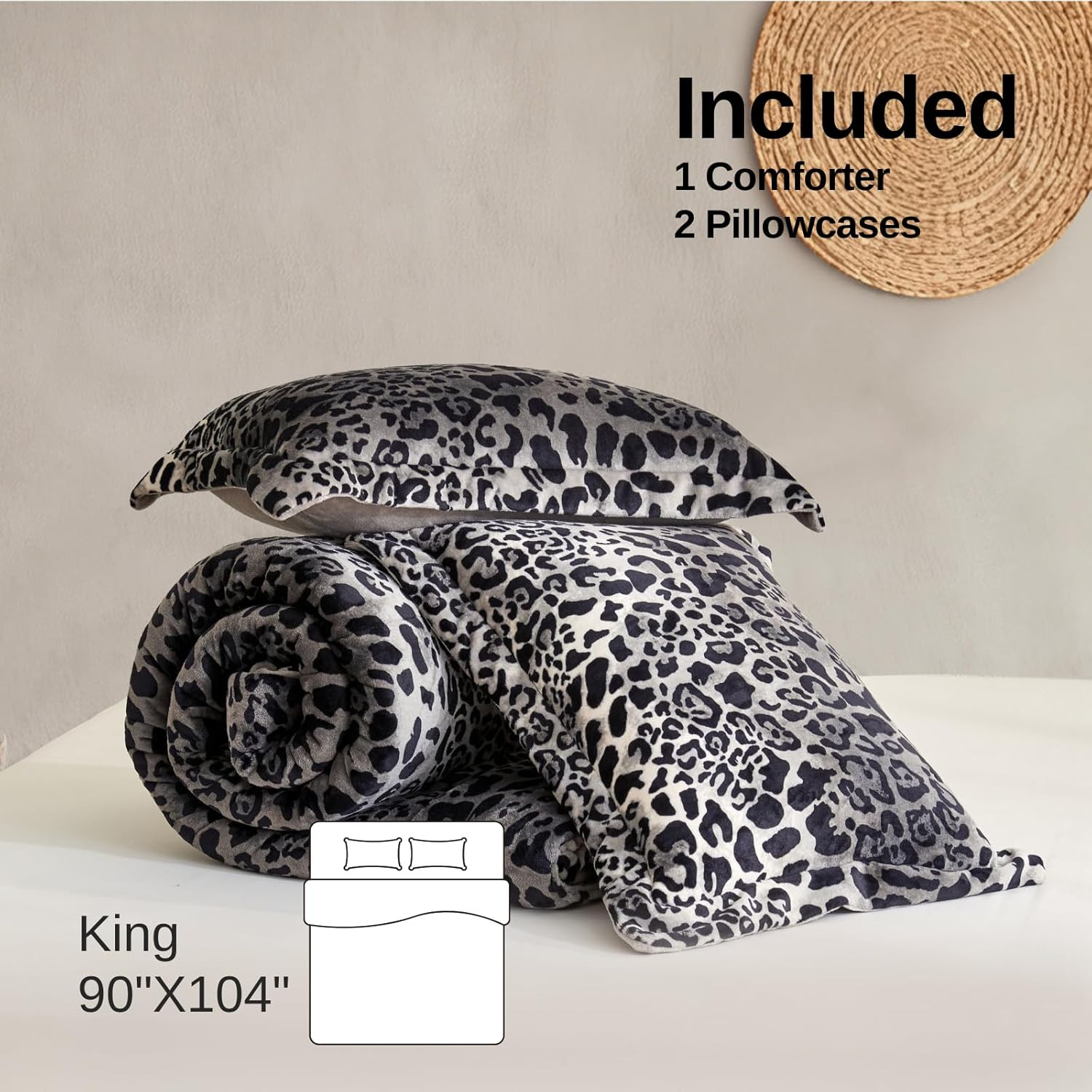 Luxury Leopard Velvet Queen Comforter Set with 2 Pillow Shams – 3 Pieces