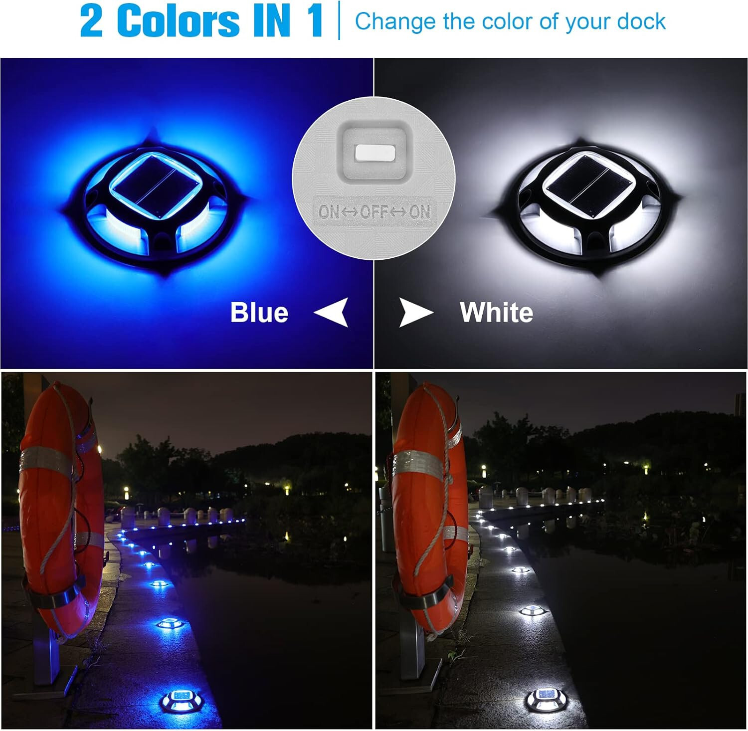 16Pack Led Multicolor Solar Deck Lights Outdoor Dock Driveway Lights for Sidewal