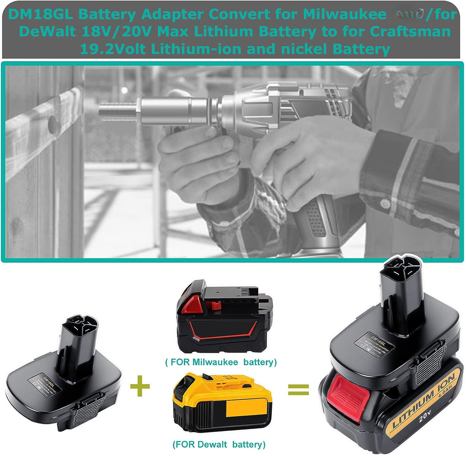 Battery Adapter For DEWALT For Milwaukee To For Craftsman 19.2V Tools USB Port