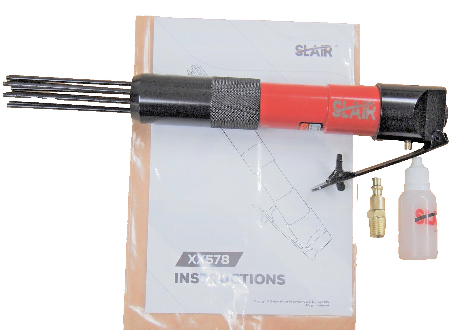 12″ Air Pneumatic Compact Needle Scaler 5000BPM 12 Needles Remove Paint Rust