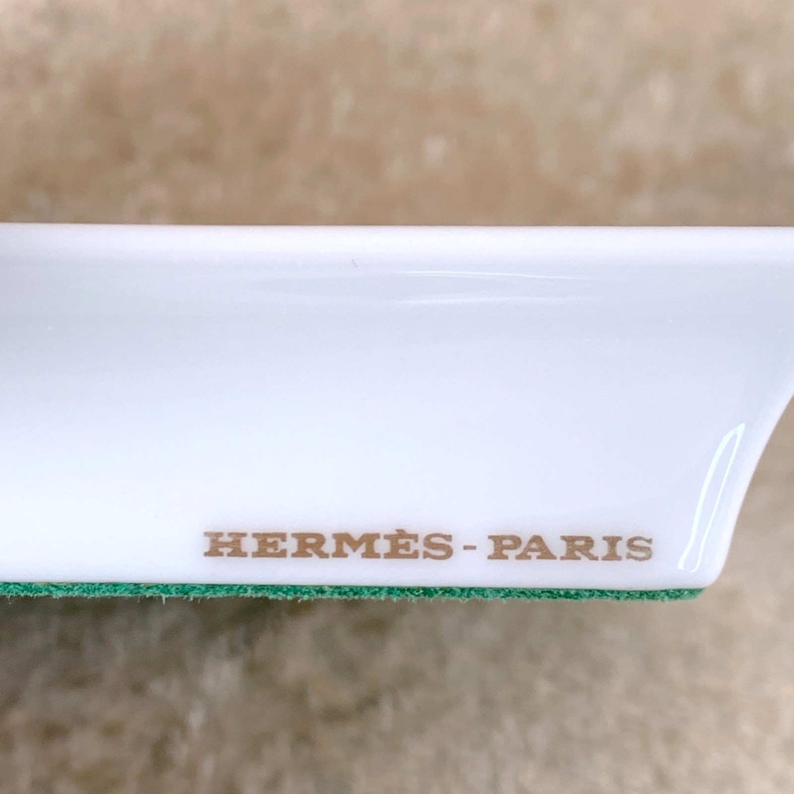 Hermes Mini Change Tray Porcelain Ashtray Patchwork 8x8cm Set of 2 with Case