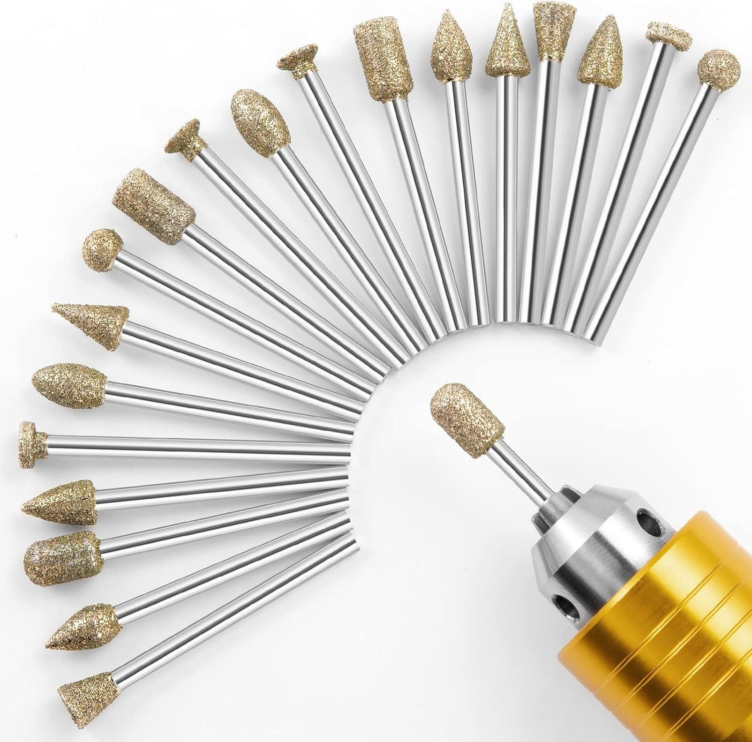 Versatile Diamond Burr Set with 20 Shapes for Engraving, Sanding & Grinding