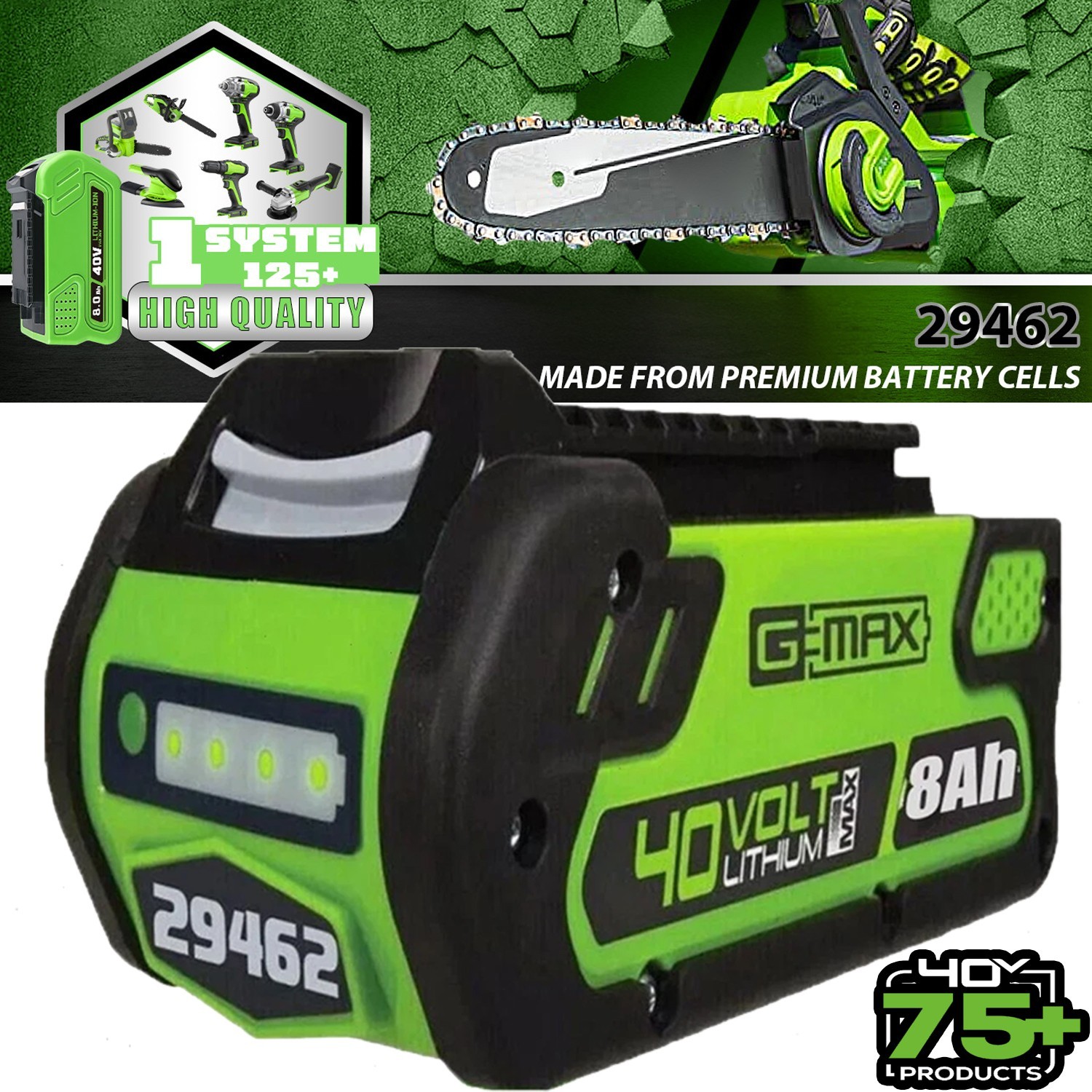 40V 8.0Ah Lithium Battery For Greenworks G-MAX 40 Volt 29472 29462 29252 20202