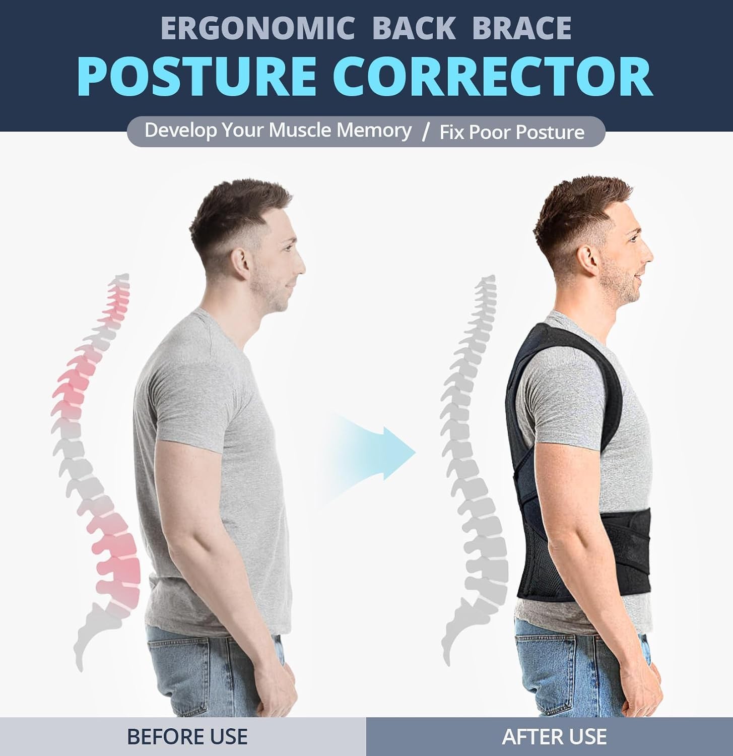 Fitsupport Back Brace Posture Corrector for Women and Men Back Lumbar…