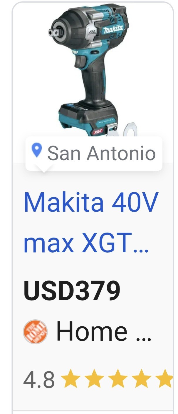 Makita XGT 40V Brushless 1/2″ Mid-Torque Impact Wrench 810 ft-lbs,model GWT08Z