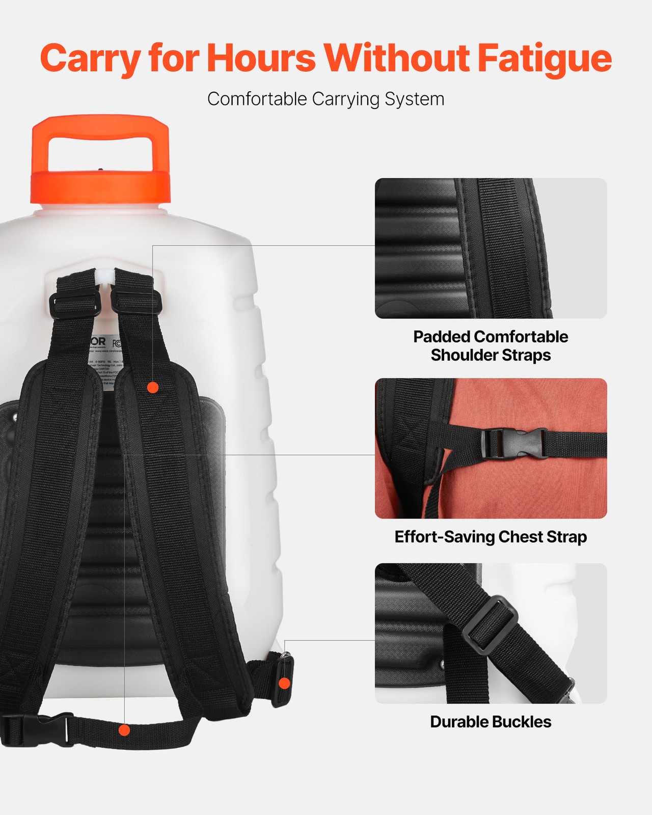 VEVOR Battery Powered Backpack Sprayer 4 Gal Tank 0-90 PSI Adjustable Pressure