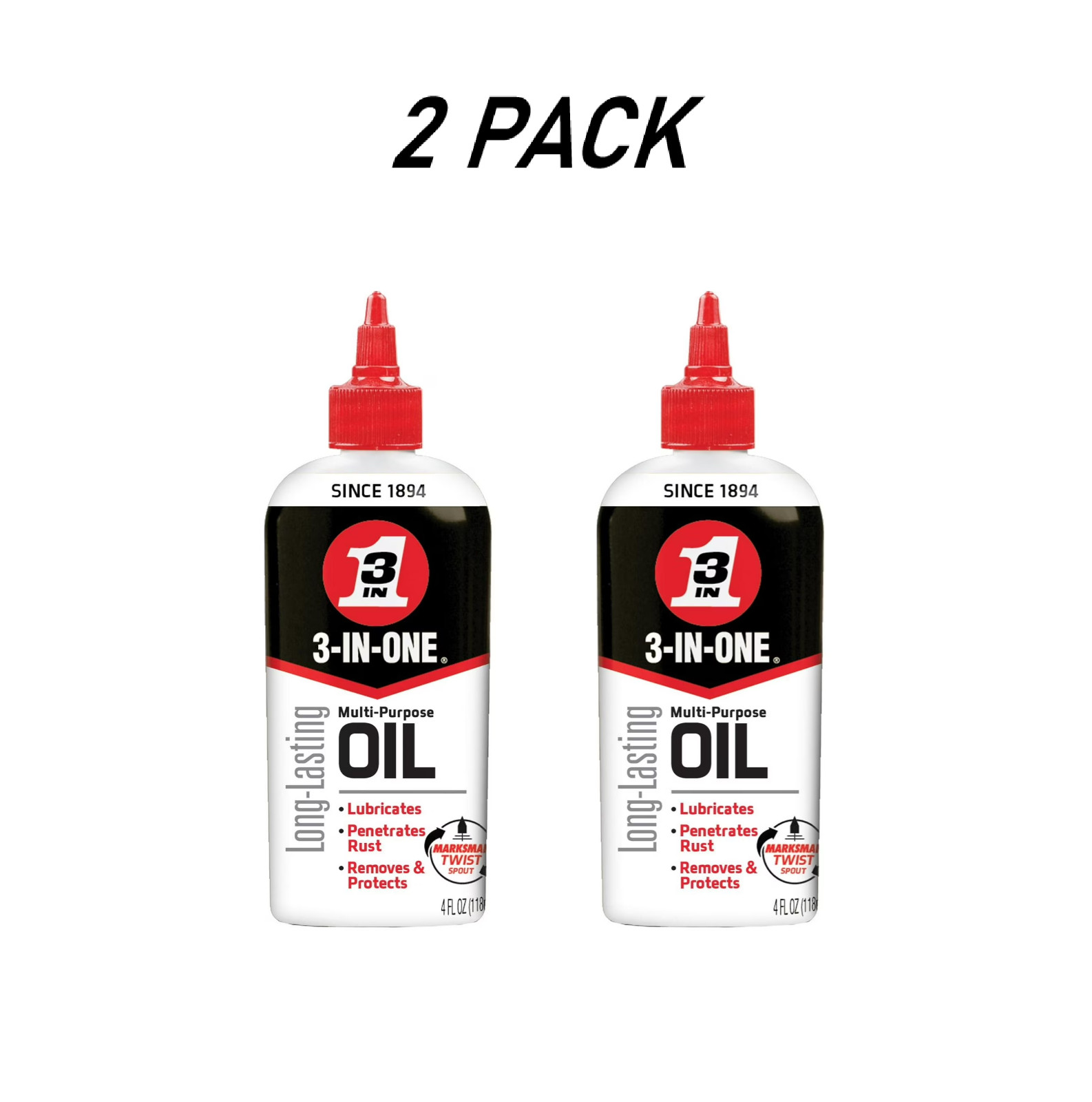 (2 pack) 3-IN-ONE Multi-Purpose Oil with Marksman Spout, 4 OZ.