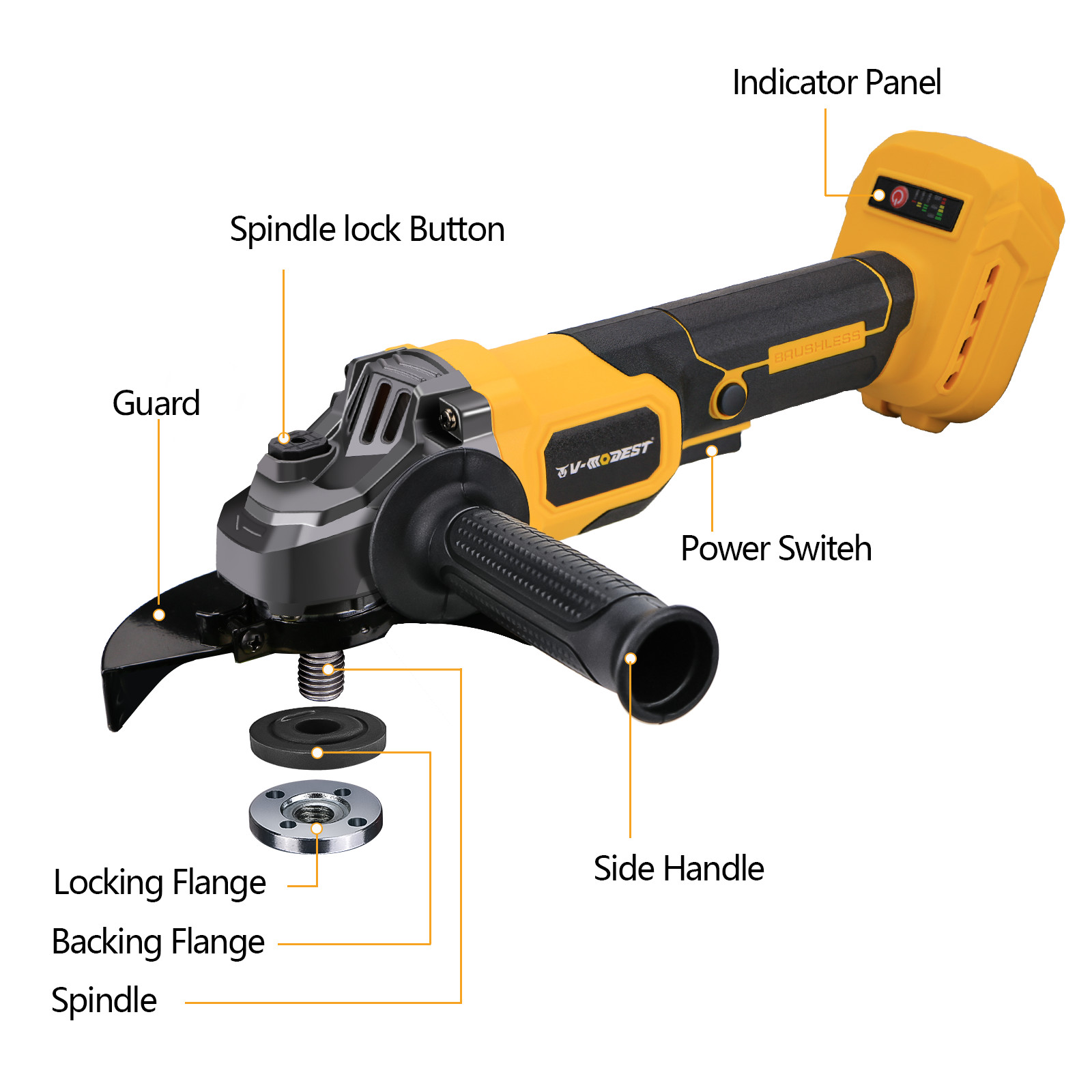 For Dewalt 20Volt Max 4-1/2 Brushless Cordless Angle Grinder Power Tool 9000RPM
