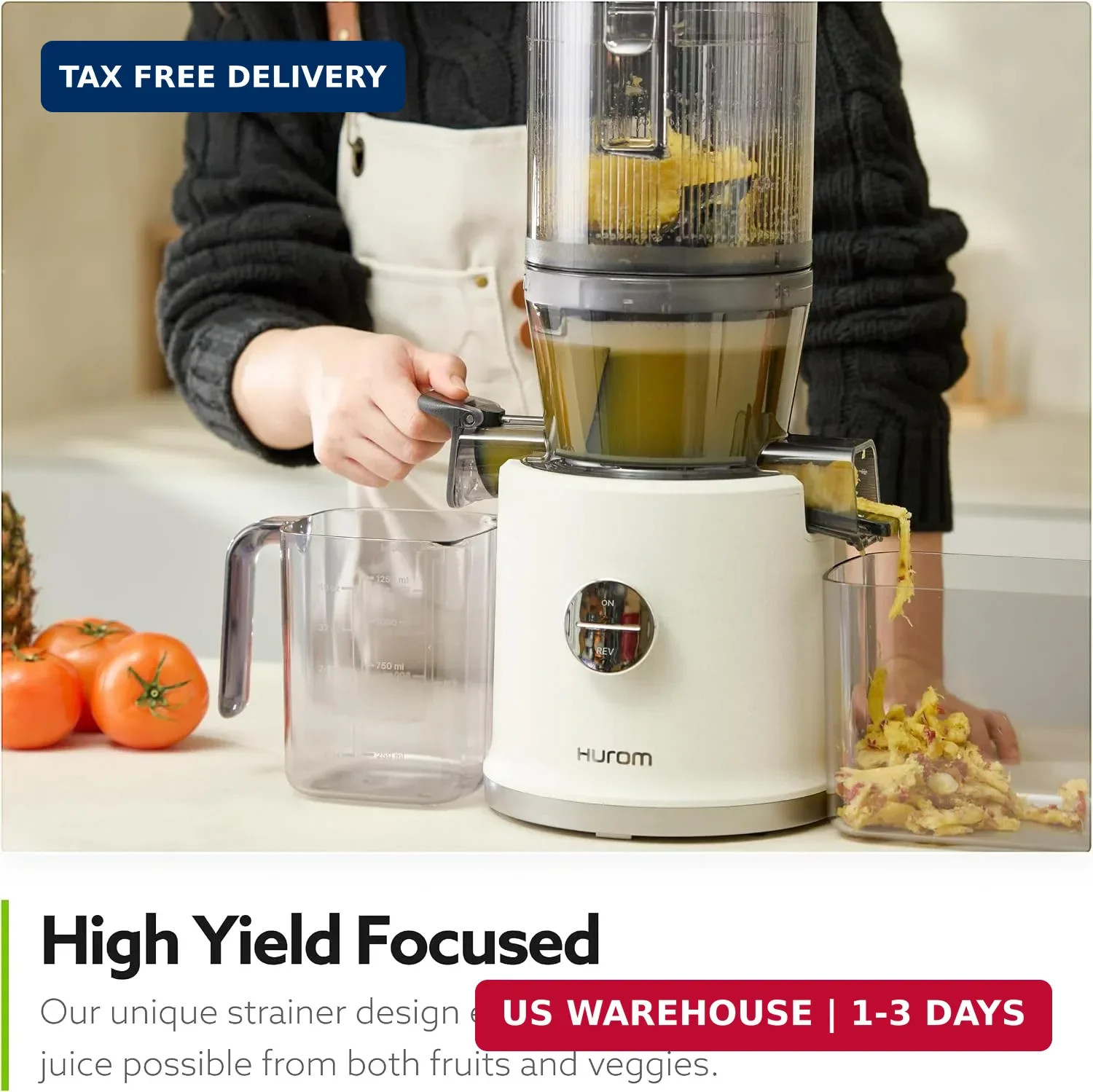 Hurom H80 Cold Press Juicer Machine – Kale – Dishwasher-Safe Parts, Spiral Blade
