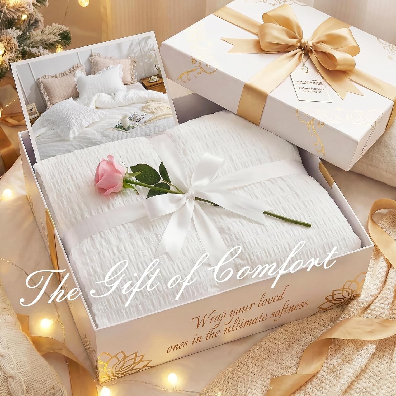 Vintage Style King Comforter Set in White – Soft Ruffle Design for All Seasons