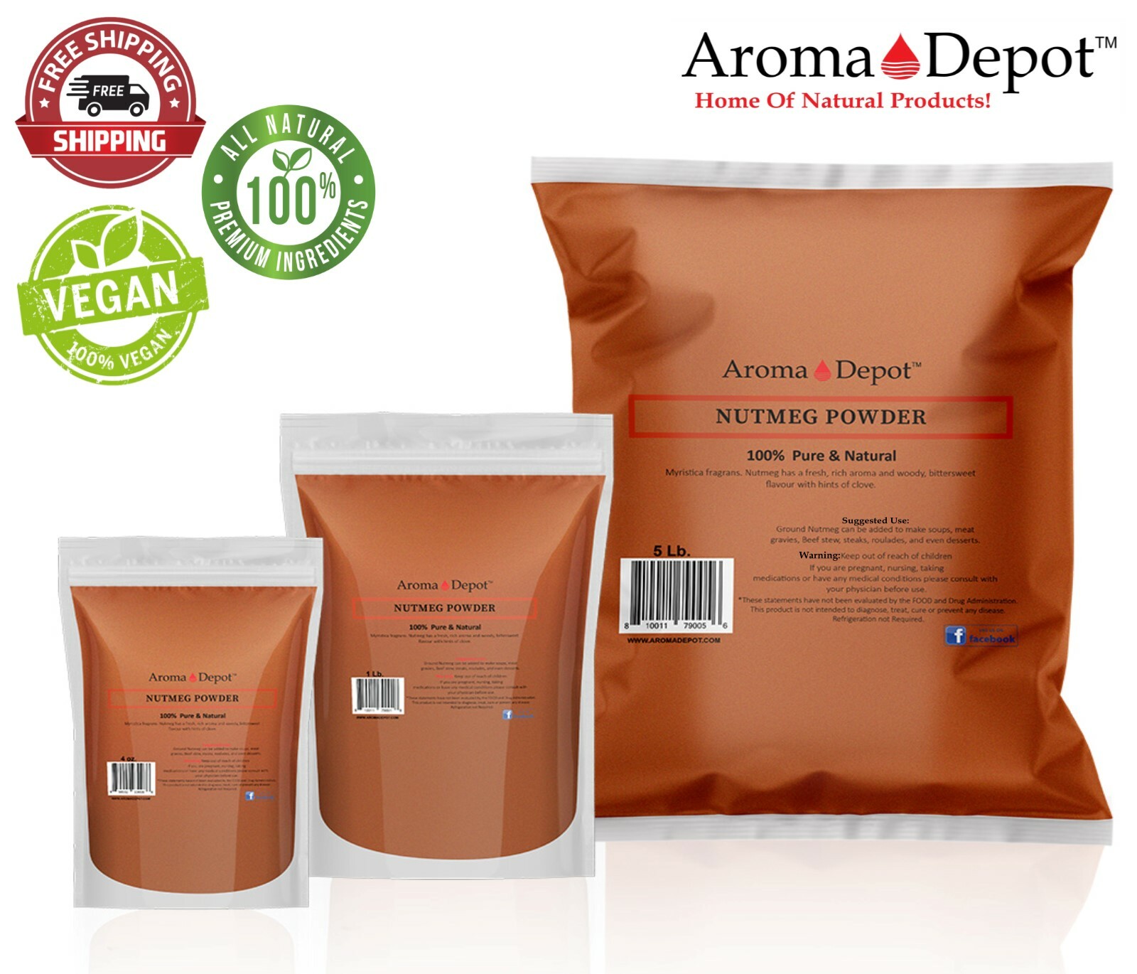 Nutmeg Powder 100% Pure Natural Ground Spice Myristicaceae Nuez Moscada