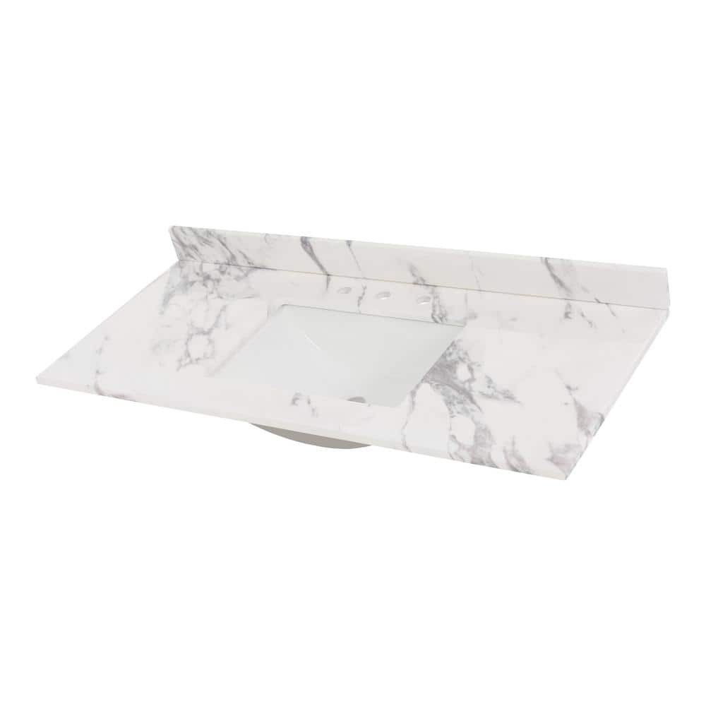Home Decorators Collection 49 in. W x 22 in. D Engineered Stone Composite White