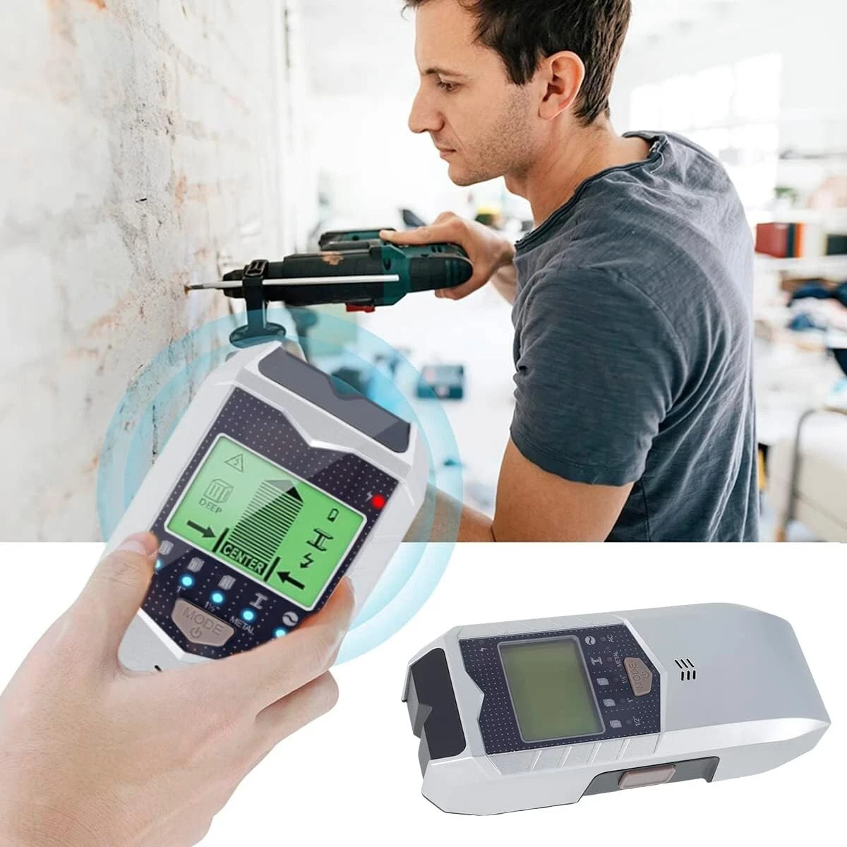 5-in-1 Digital Stud Finder Wood Metal Pipe Wire Wall Scanner Sensor LCD Detector