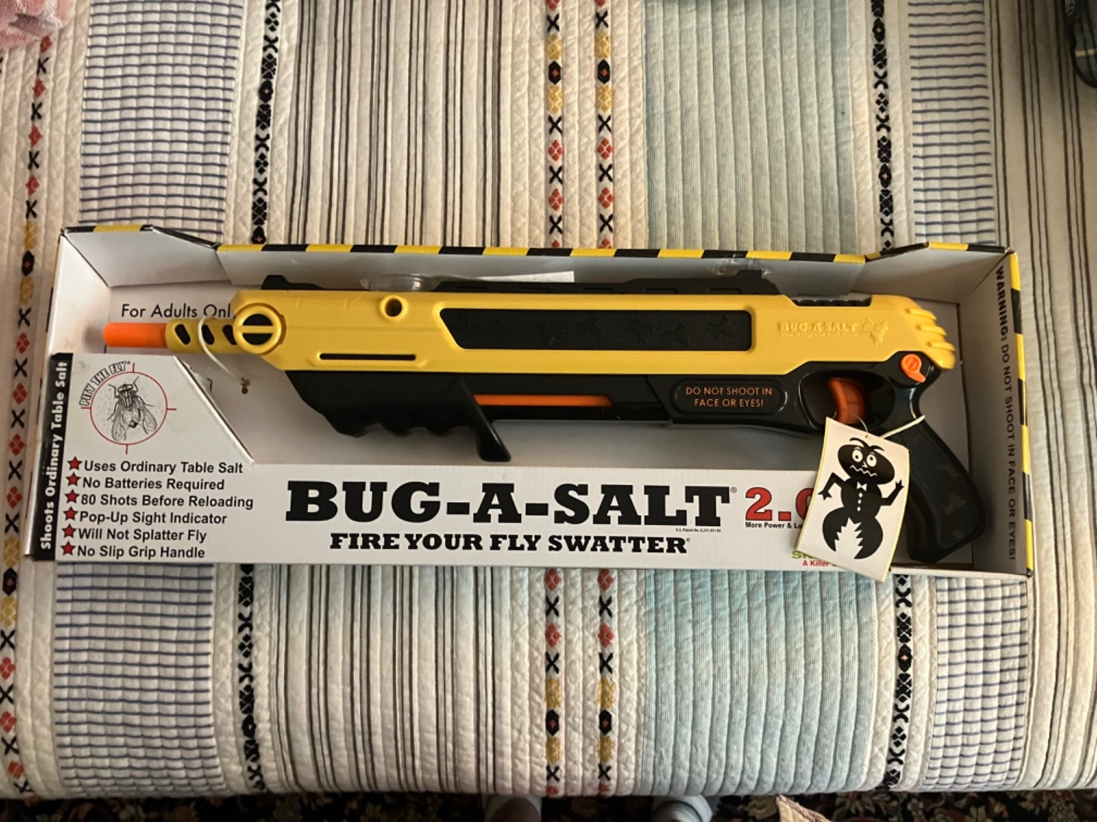 NIB BUG-A-SALT 2.0 Authentic Salt Gun Insect Control Adults Only Classic Yellow