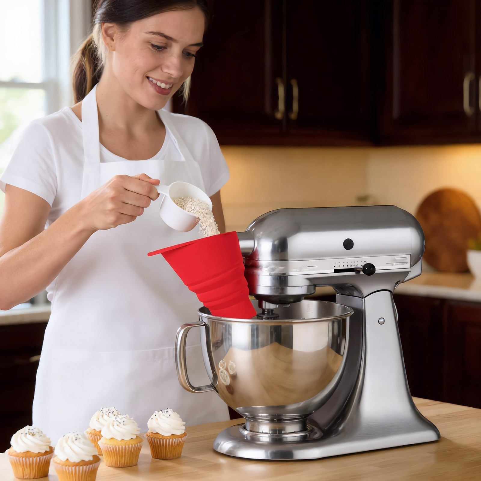 5.32*5*5.32in Flour Funnel for Kitchen Stand Mixer, Flour Funnel for Egg Liquid
