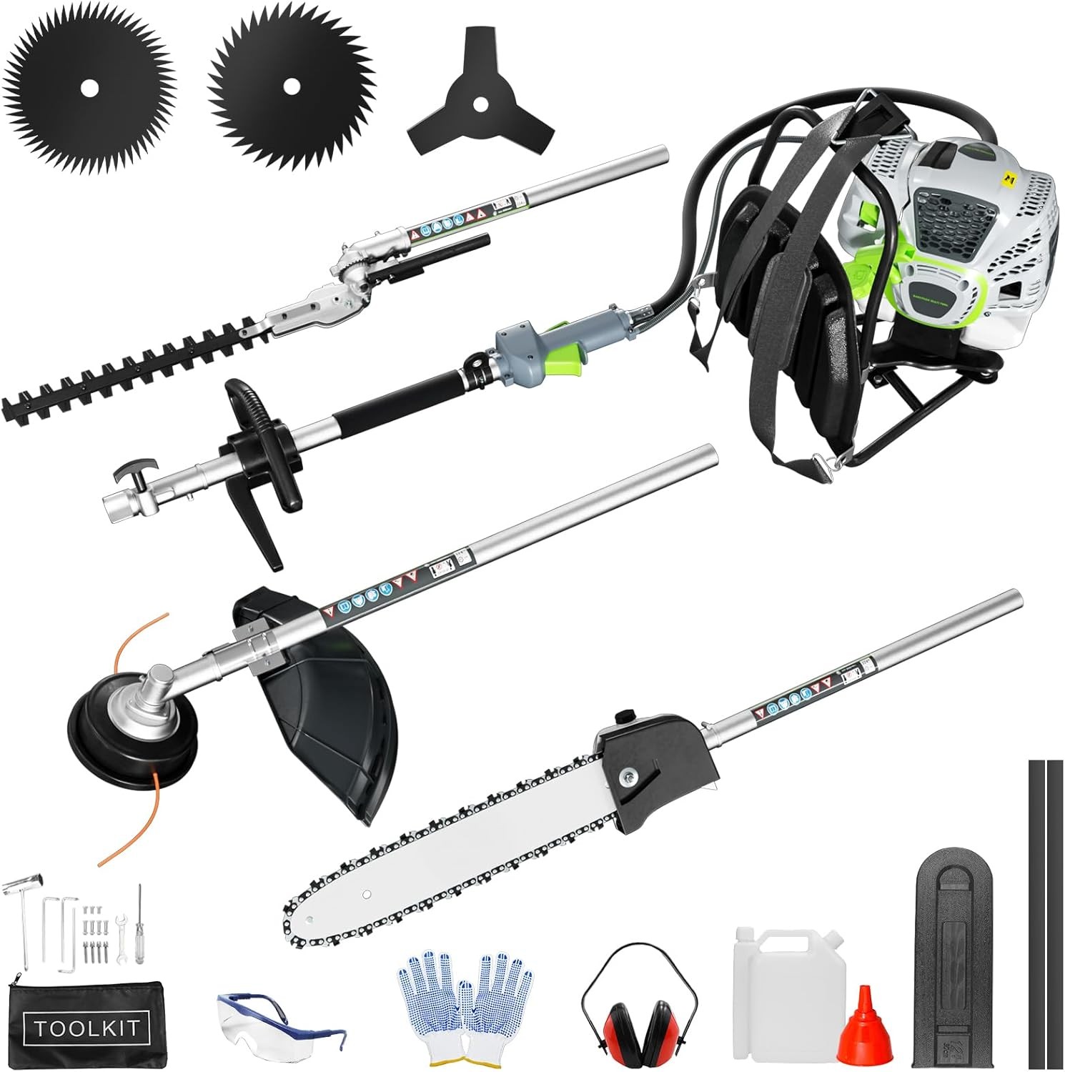 52CC Backpack 6-in-1 Multi-Functional Weed Wacker Gas Powered Hedge Trimmer