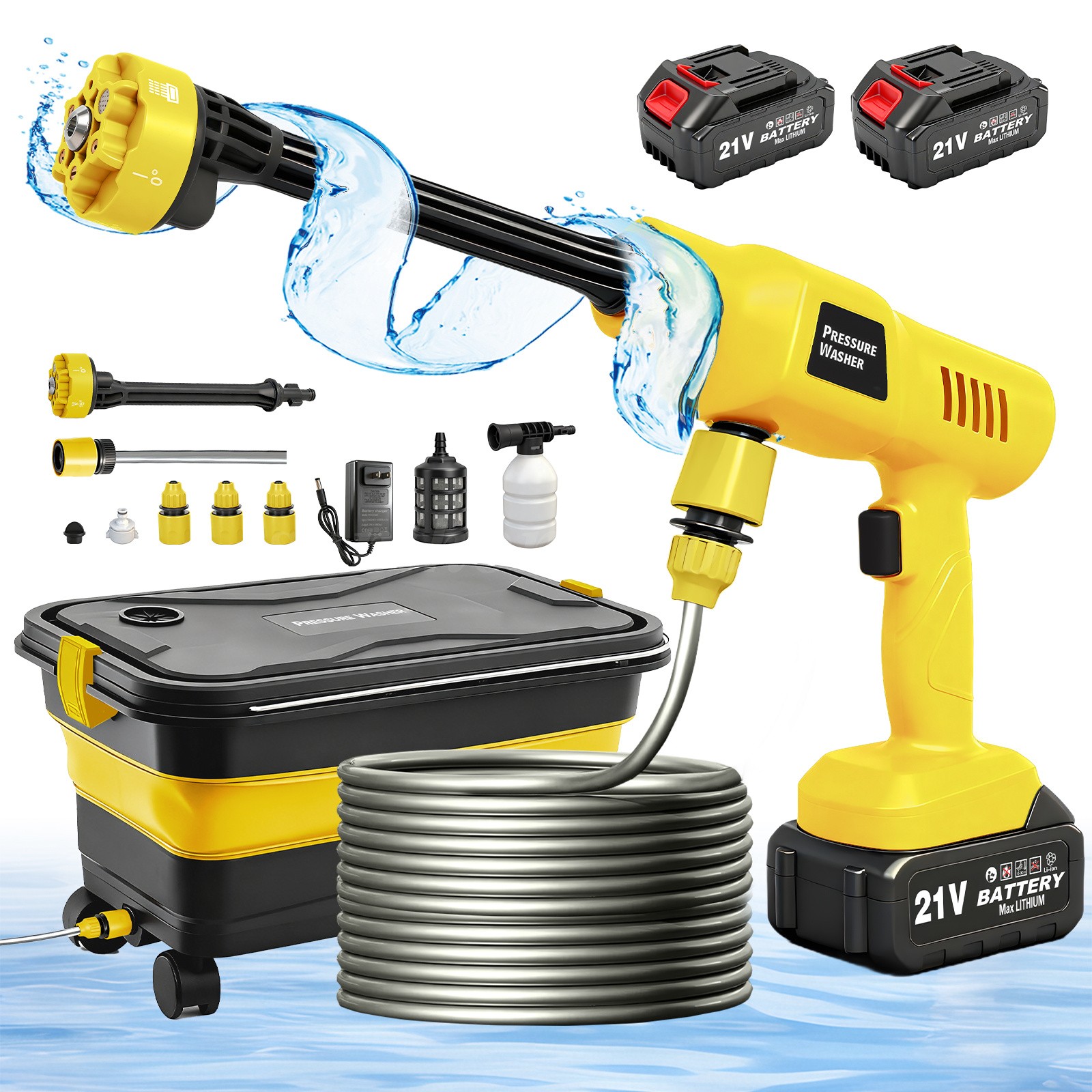 Cordless Electric High Pressure Water Spray Gun Portable Car Washer Cleaner Tool