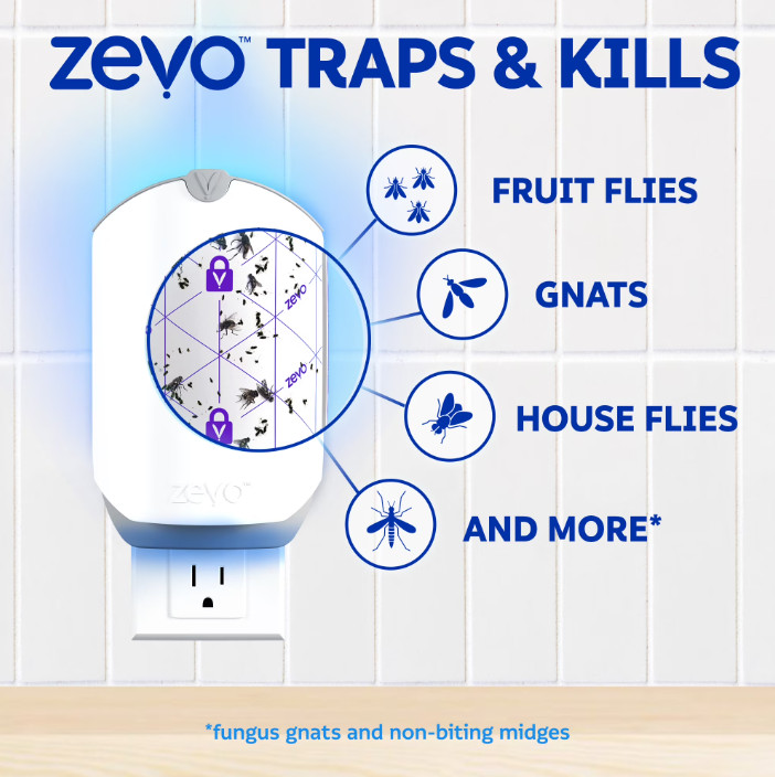 2 Pack Zevo Flying Insect Indoor Fly Trap Full Size: Easy, Mess-Free Solution –