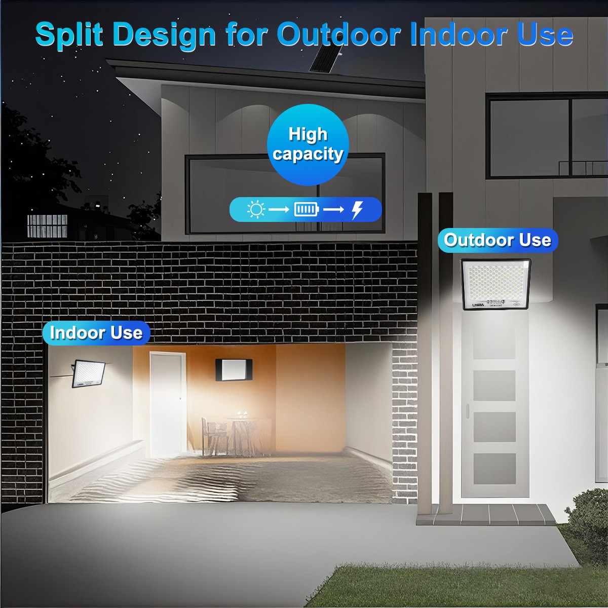 2000W LED Solar Flood Lights Outdoor Street Light Dusk to Dawn Flood Wall Lamp