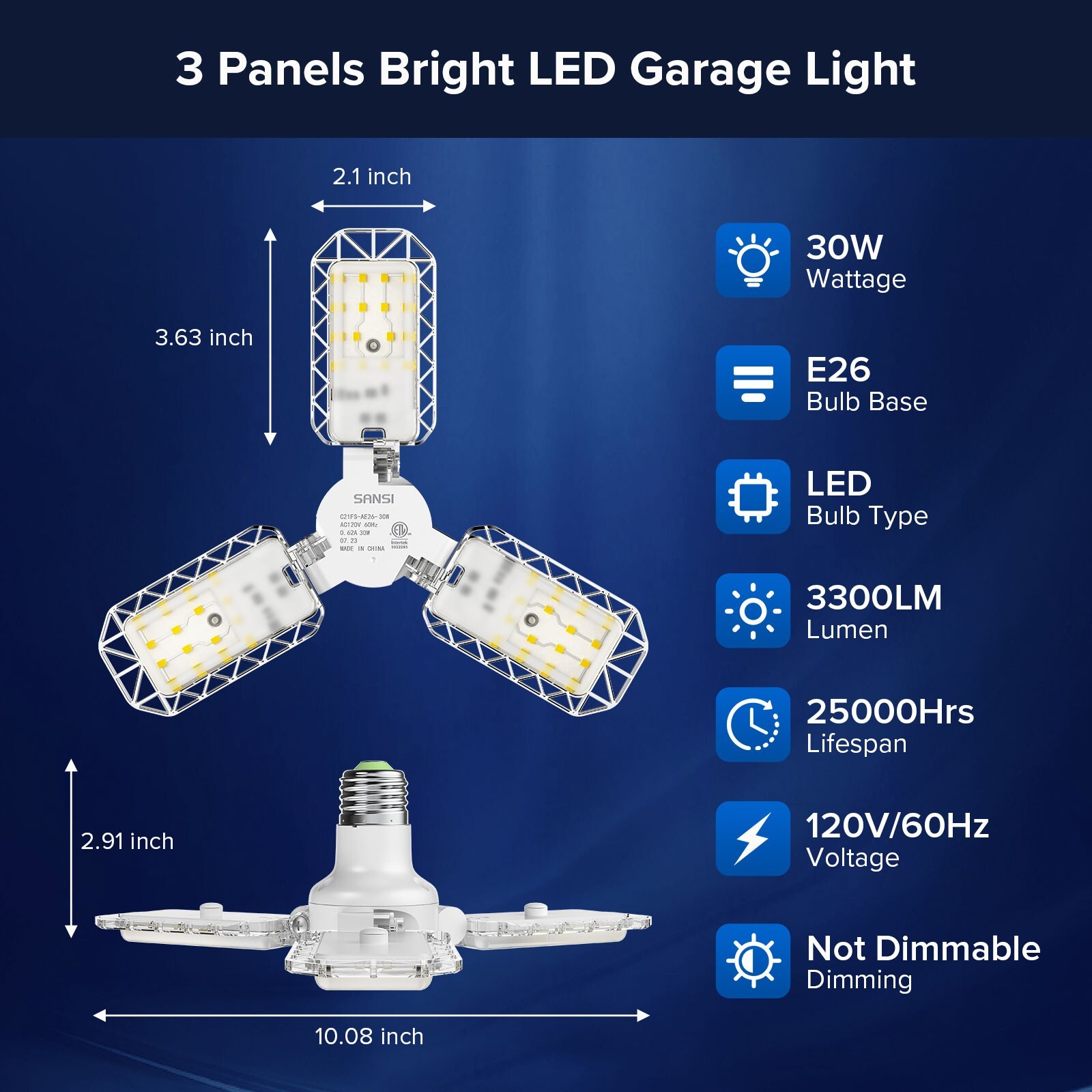 300/600W LED Garage Light Deformable Super Bright Work Shop Ceiling Light Bulb