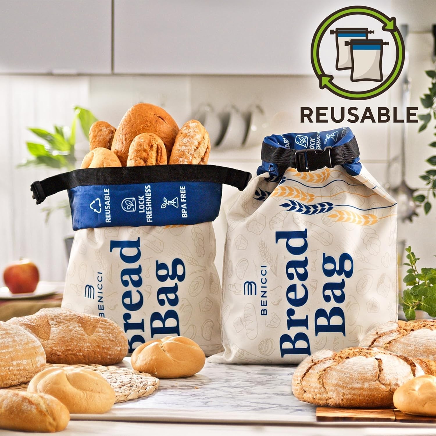 2 Pack Extra Large Reusable Bread Bags for Ultimate Freshness & Storage