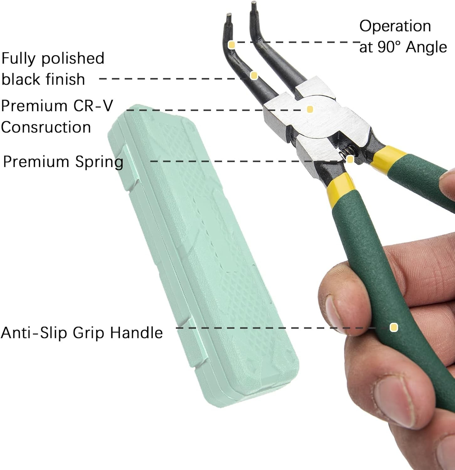 4Pcs 7″ Internal/External Snap Ring Pliers Set Heavy Duty Circlip Pliers Kit