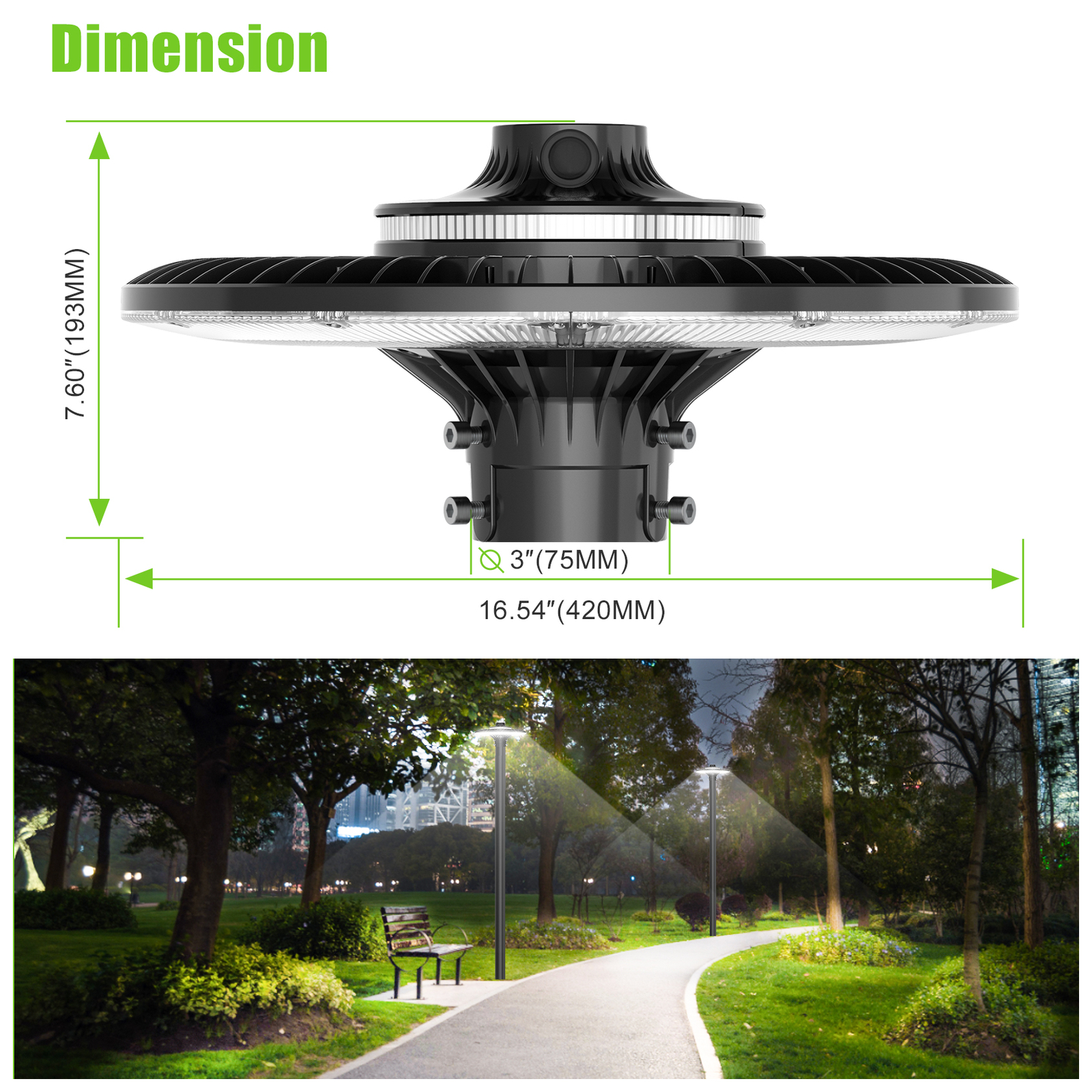LED Post Top Area Light 80W/100W/120W/150W/200W Outdoor Parking Lot Street Lamp