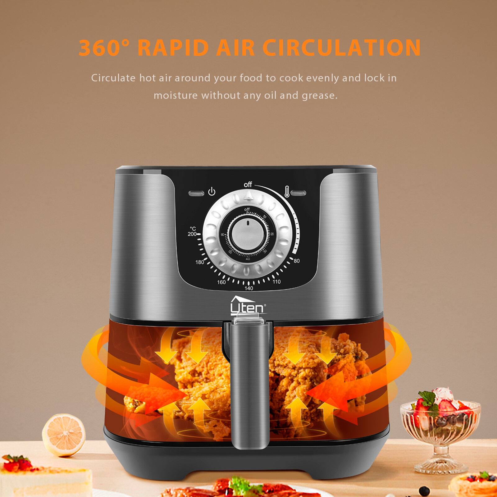 Digital Air Fryer 5Qt 1700W Programmable Rapid Circulation Healthy Cooking New